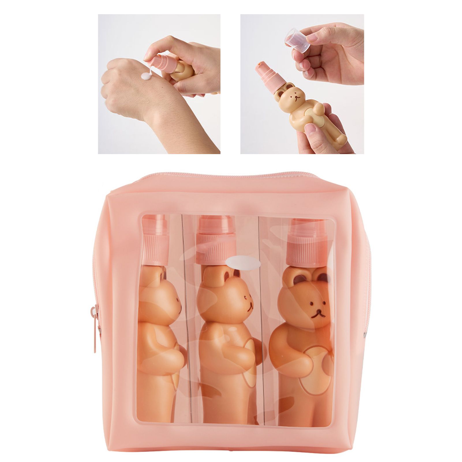 Travel Bottles Kit Cute Bear Look Delicate Easy Press Empty Spray Bottle with view 4