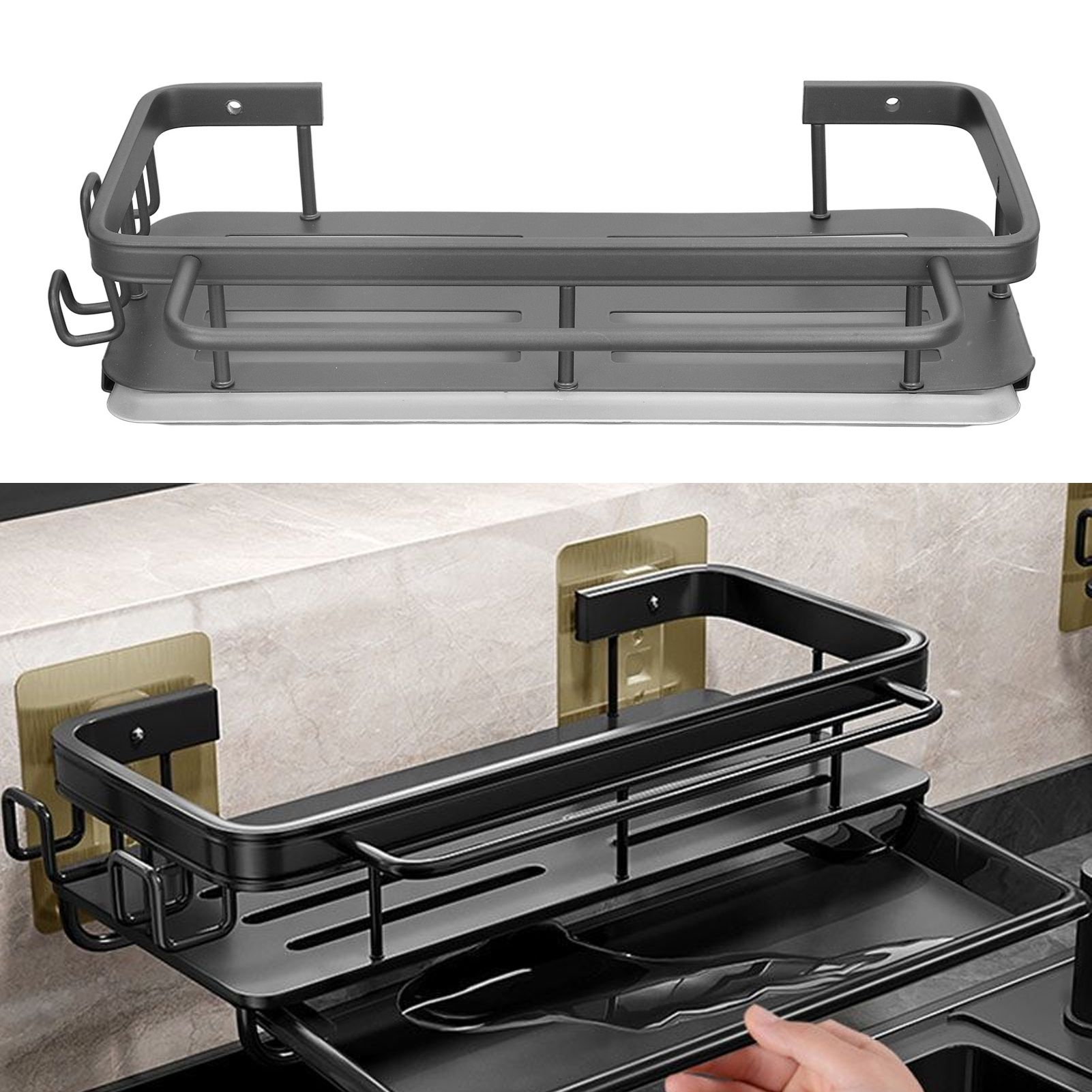 Kitchen Wall Mounted Sink Shelf Punching Free Rustproof Over Sink Dish Drying view 11