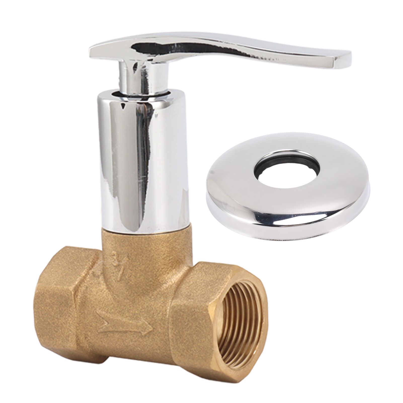 Water Stop Valve 3/4in Concealed Ceramic Brass Electroplated Water Valve for