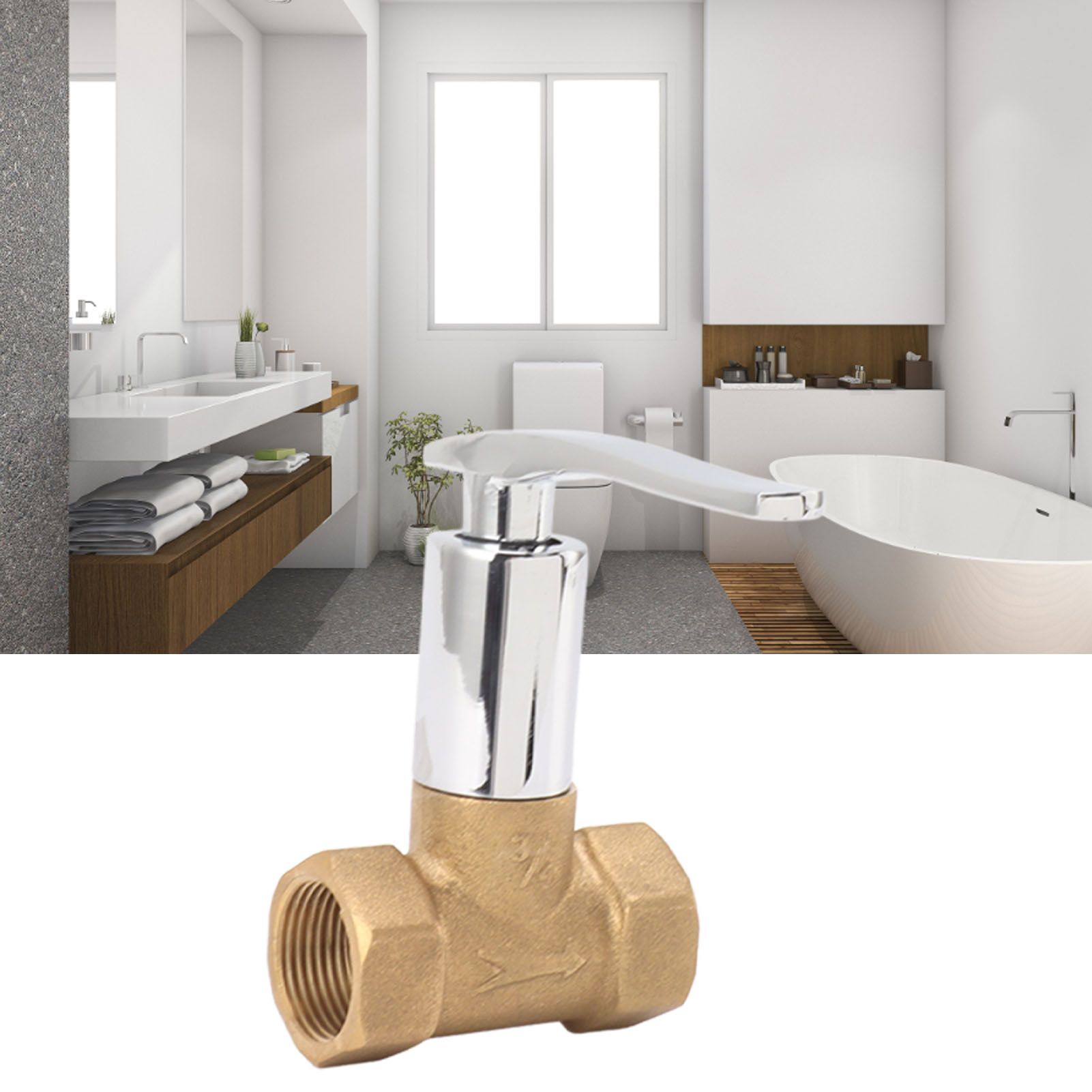 Water Stop Valve 3/4in Concealed Ceramic Brass Electroplated Water Valve for view 11