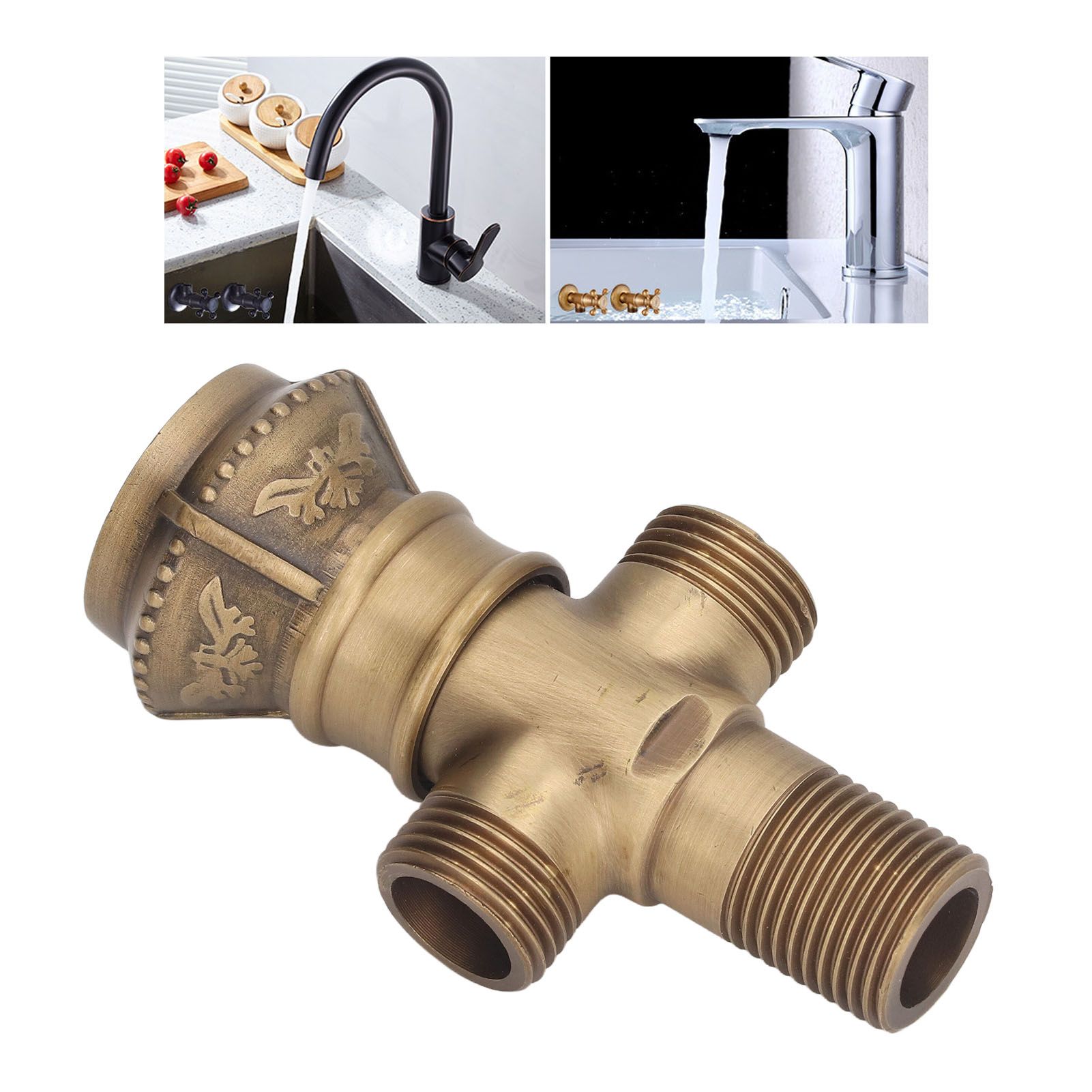 Angle Valve European Antique Style Cold Hot Water Faucet Turn Angle Water Stop view 12