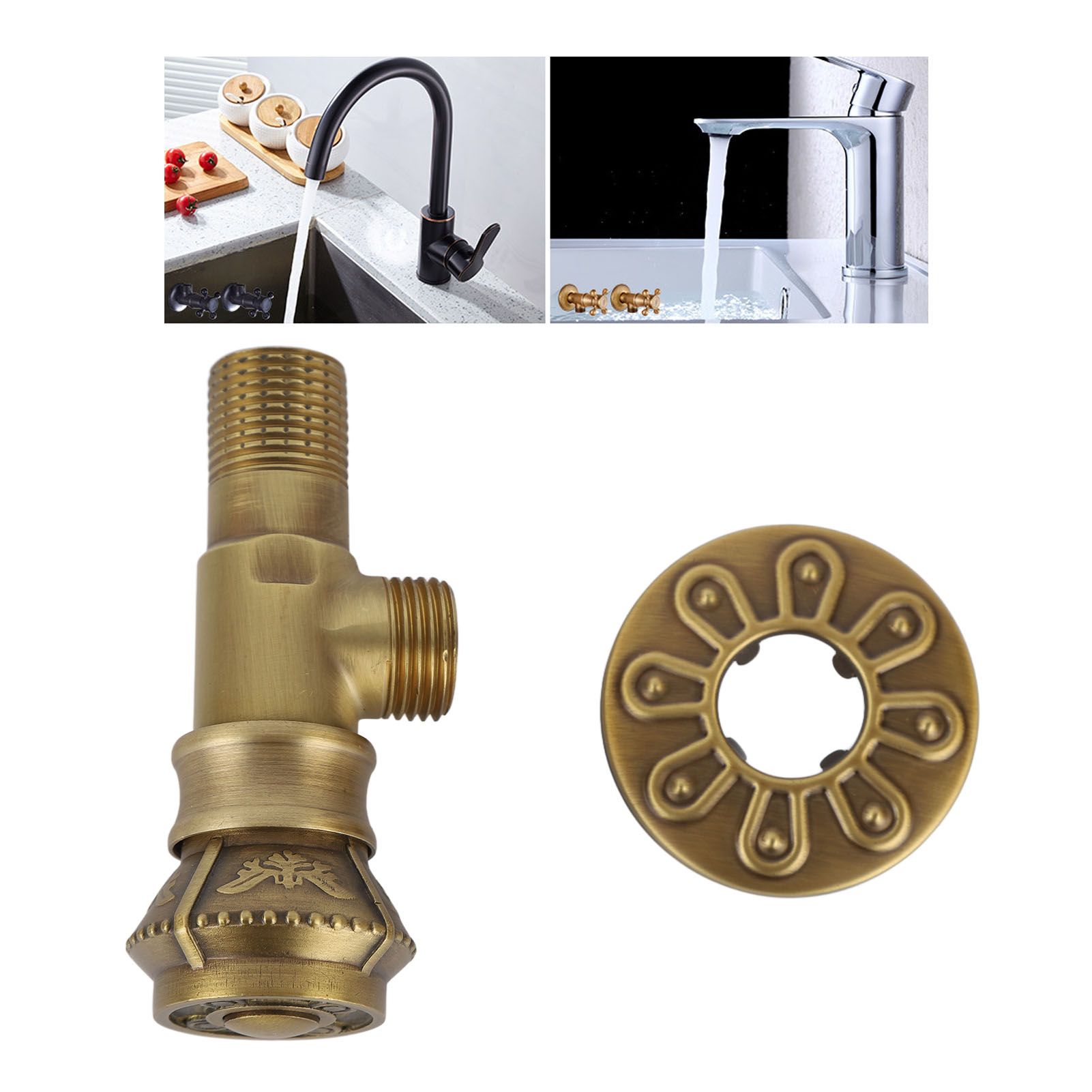 Angle Valve Vintage European Style Brass Cold Hot Water Stop Valve for Water view 11