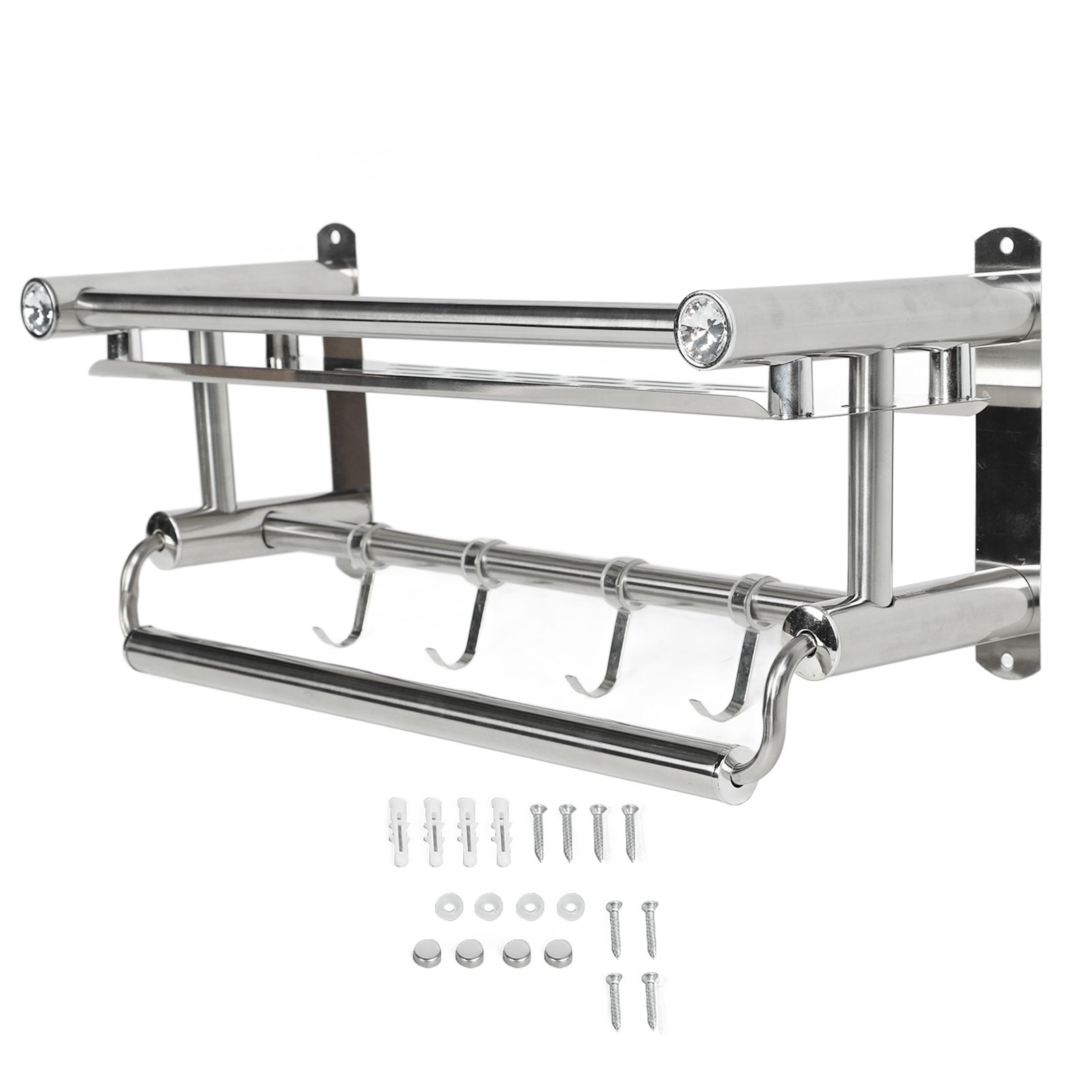 15.7in Bathroom Shelf Wall Mounted 201 Stainless Steel Waterproof Corrosion