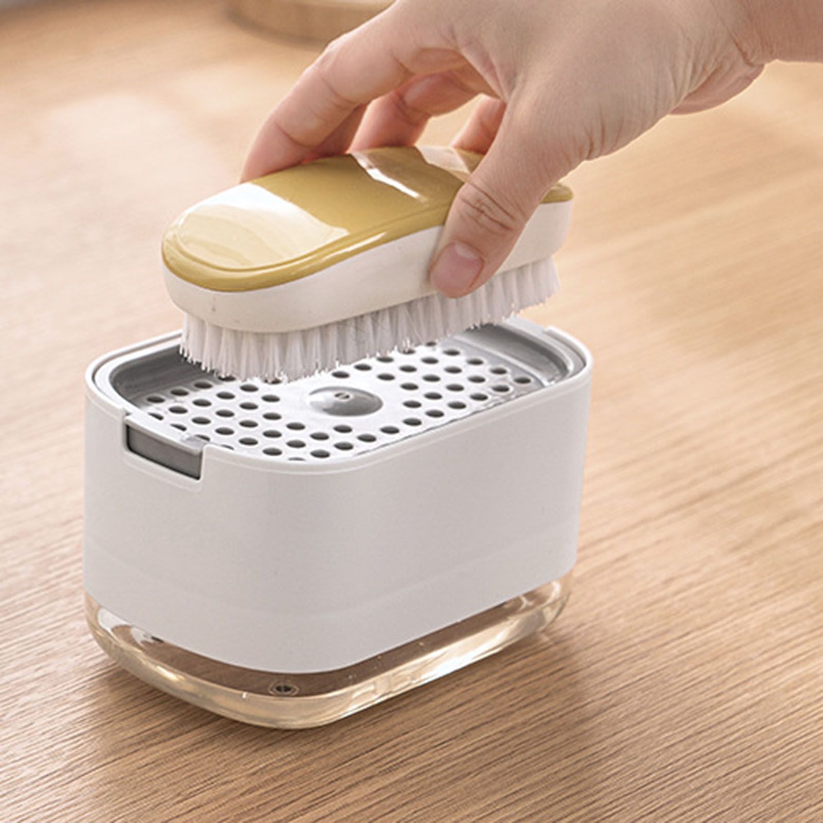 Soap Dispenser with Sponge Holder PP PET Press Type Soap Box for Cloth Dish view 6