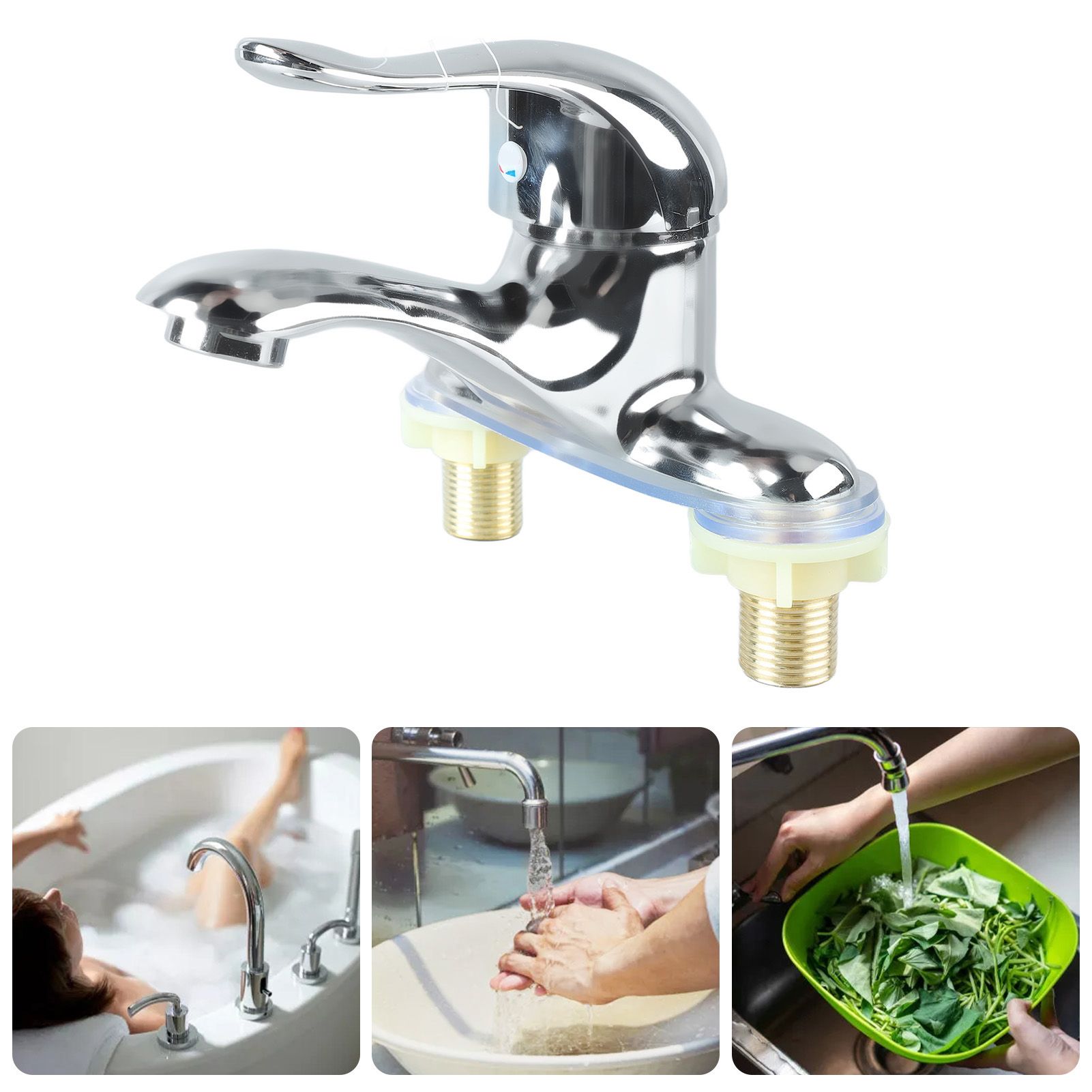 Bathroom Sink Faucet Zinc Alloy 2 Hole Single Handle Hot and Cold Water Mixer view 11