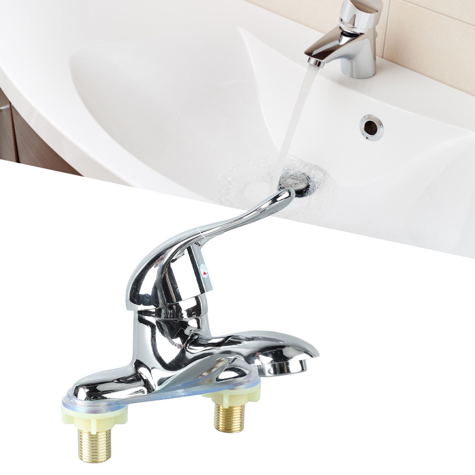 Bathroom Sink Faucet Zinc Alloy 2 Hole Single Handle Hot and Cold Water Mixer view 12