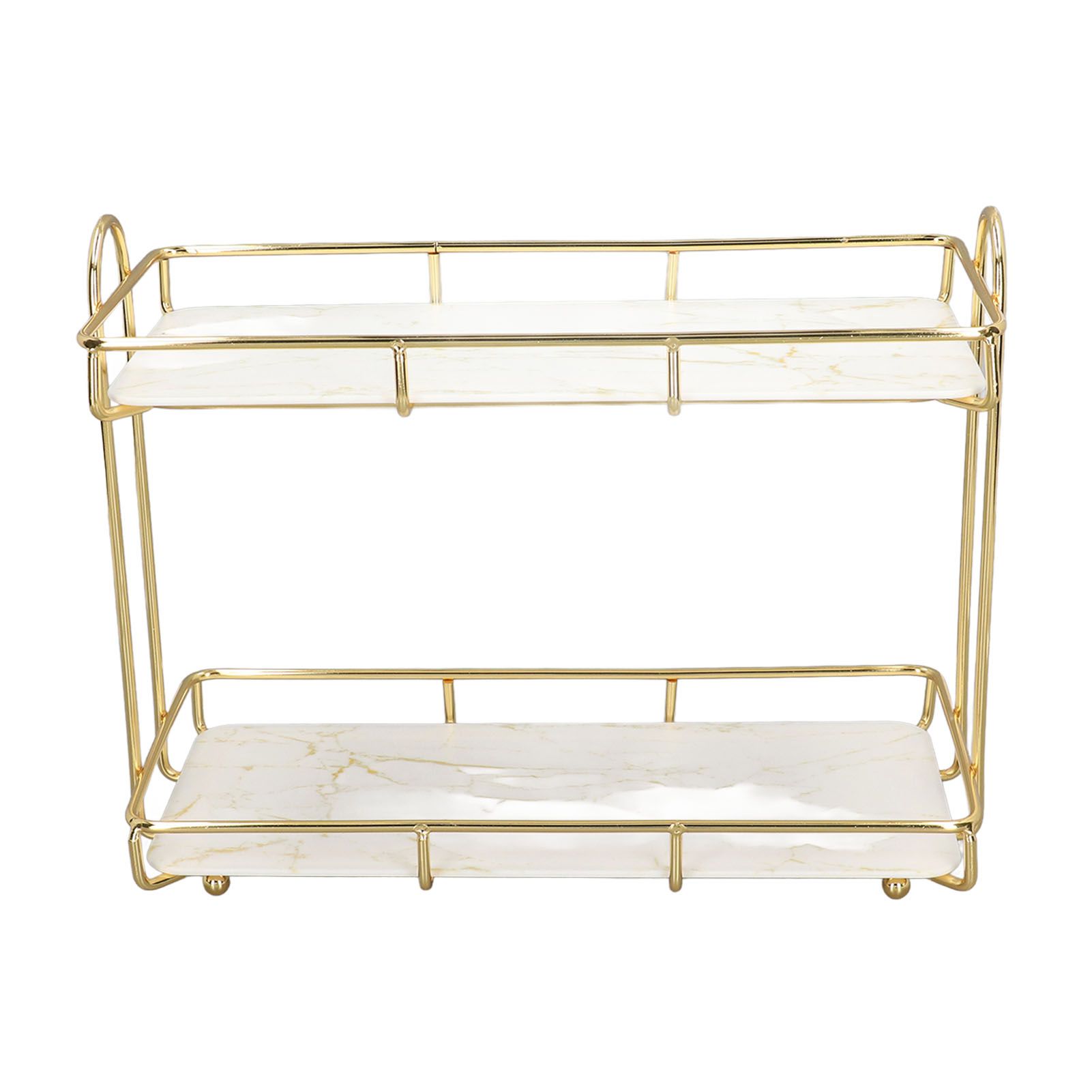 2 Tier Bathroom Shelf Countertop Standing Shelf with Partition Cosmetic view 7