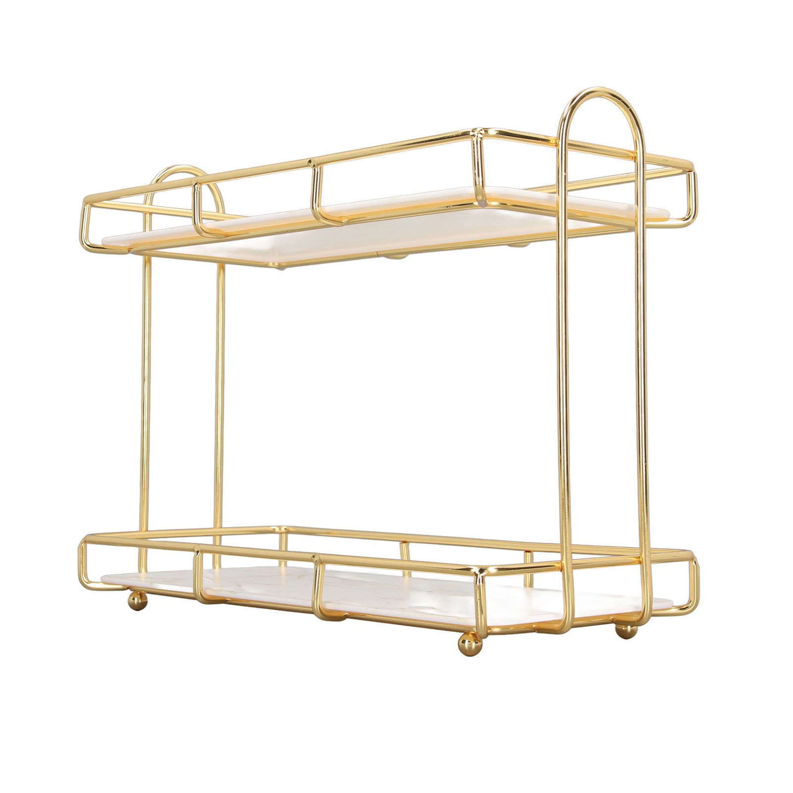 2 Tier Bathroom Shelf Countertop Standing Shelf with Partition Cosmetic view 8