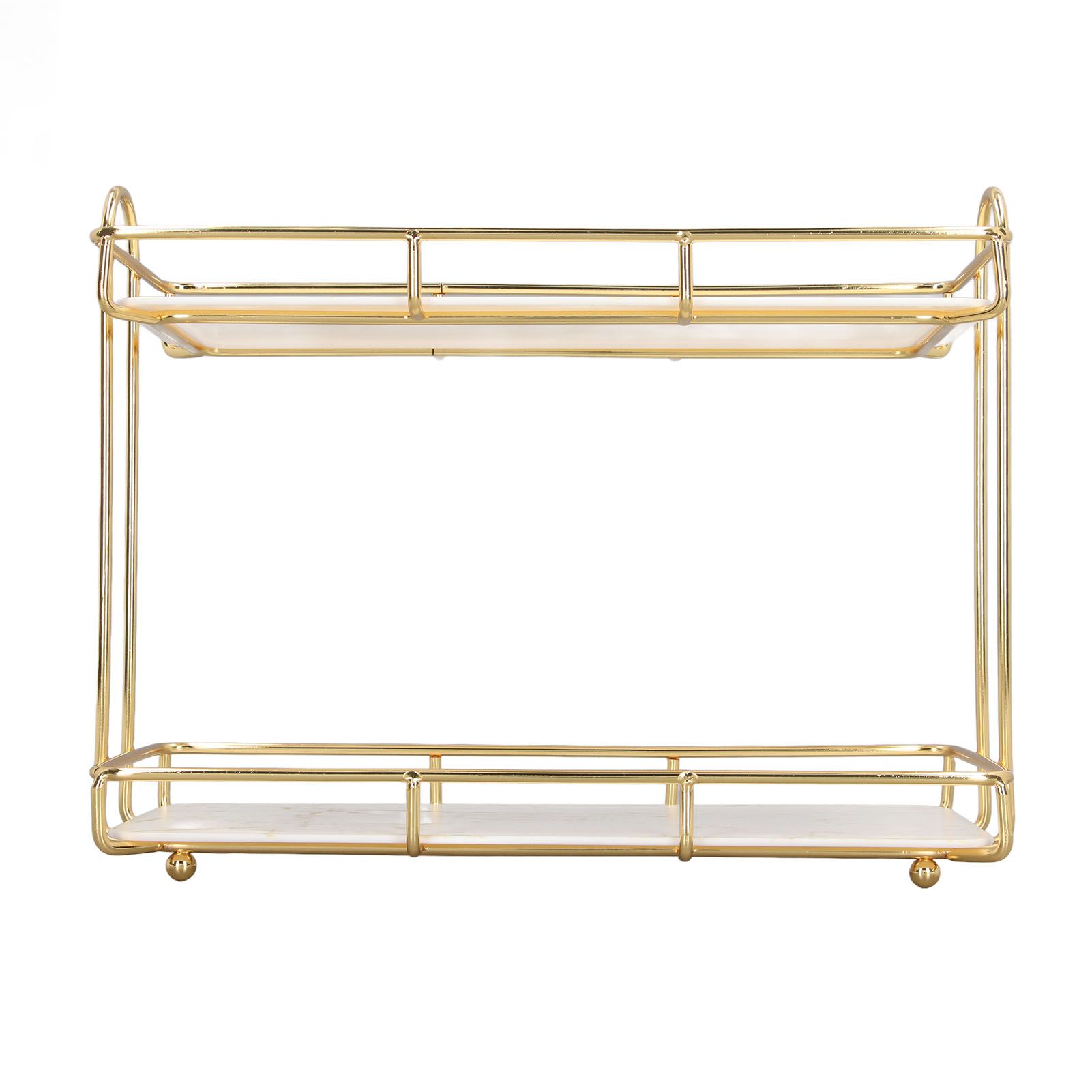 2 Tier Bathroom Shelf Countertop Standing Shelf with Partition Cosmetic view 9