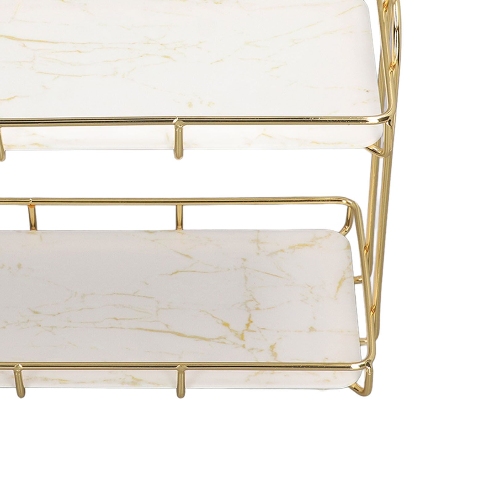 2 Tier Bathroom Shelf Countertop Standing Shelf with Partition Cosmetic view 14