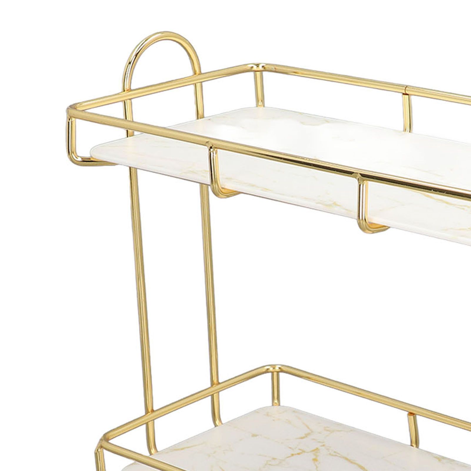 2 Tier Bathroom Shelf Countertop Standing Shelf with Partition Cosmetic view 15