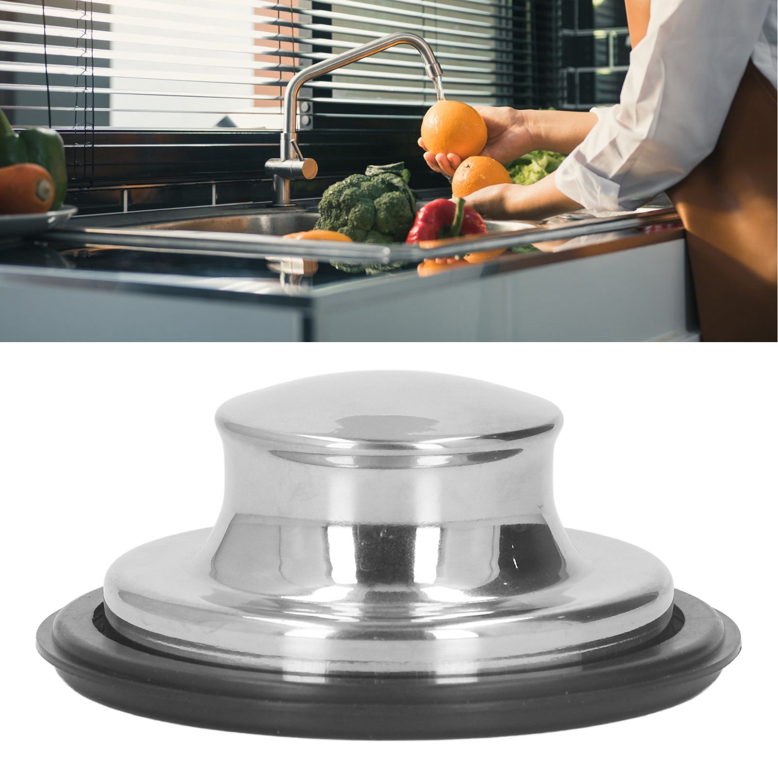Kitchen Sink Stopper Brushed Stainless Steel Garbage Disposal Stopper Rubber view 12