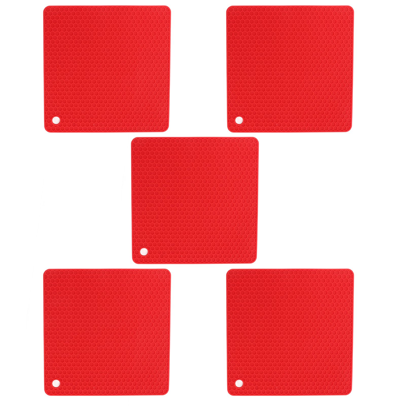 5pcs Silicone Pot Holders Mat Heat Resistant Anti Slip Square Honeycomb Trivet