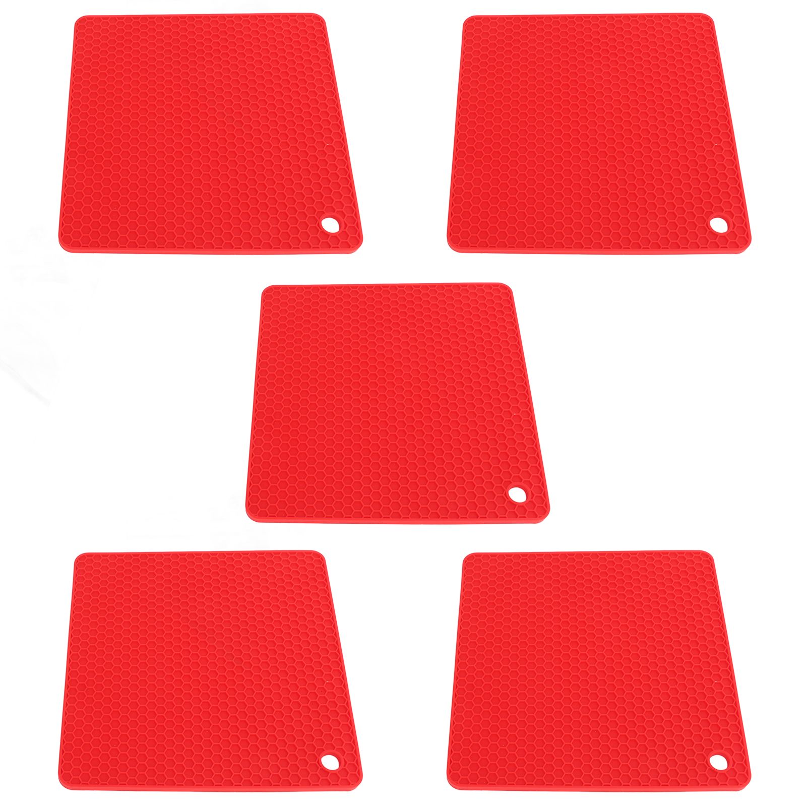 5pcs Silicone Pot Holders Mat Heat Resistant Anti Slip Square Honeycomb Trivet view 2