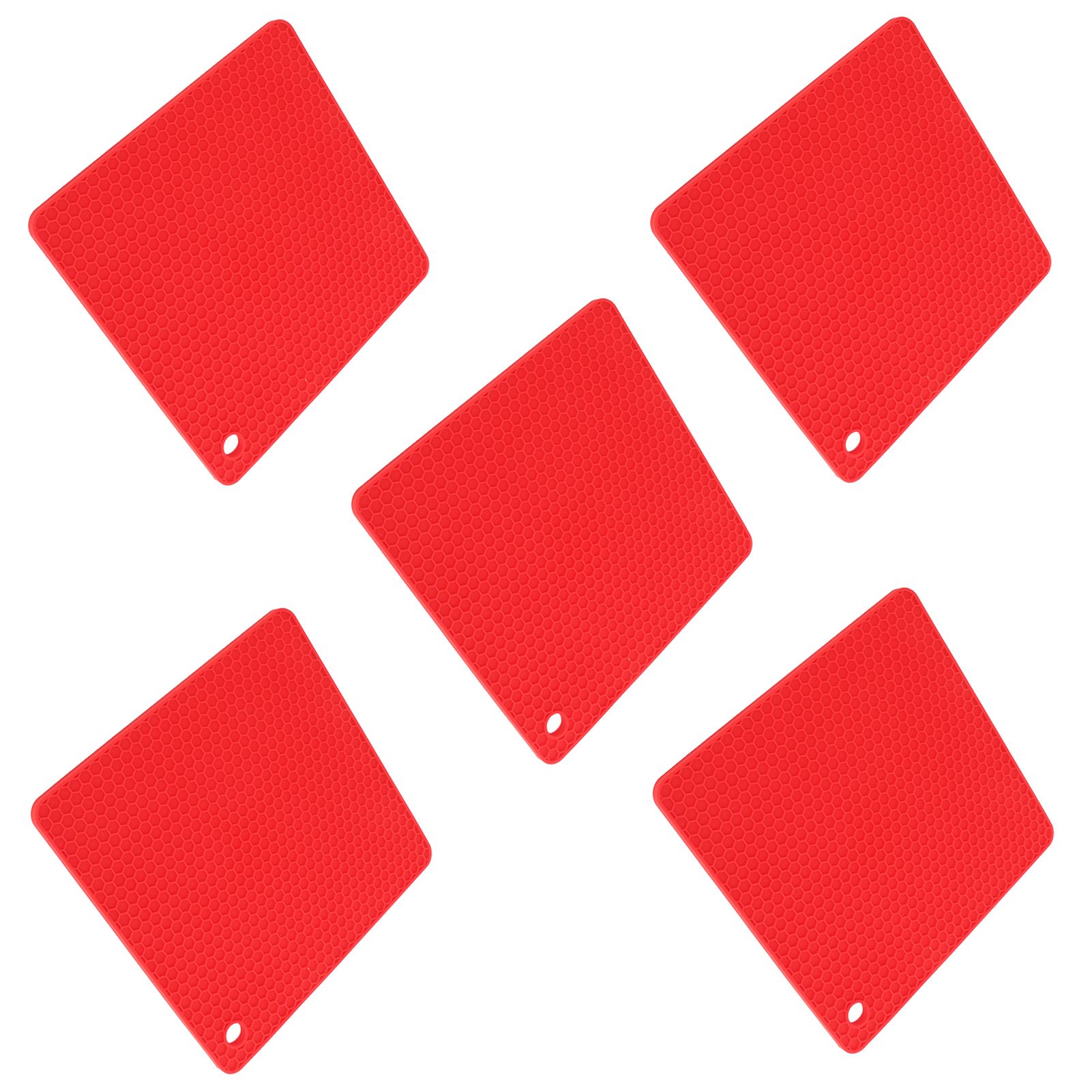 5pcs Silicone Pot Holders Mat Heat Resistant Anti Slip Square Honeycomb Trivet view 3