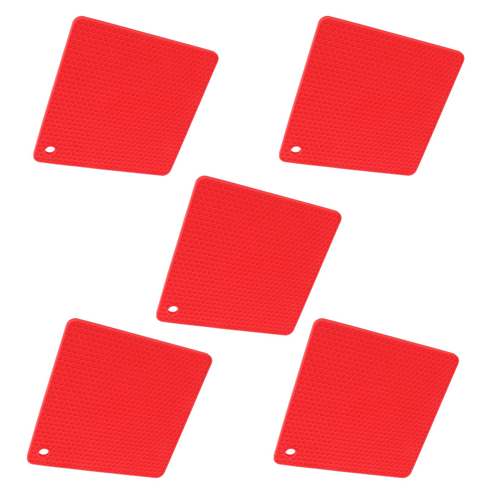 5pcs Silicone Pot Holders Mat Heat Resistant Anti Slip Square Honeycomb Trivet view 4