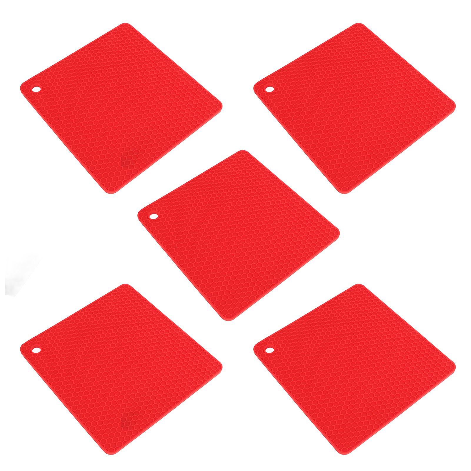 5pcs Silicone Pot Holders Mat Heat Resistant Anti Slip Square Honeycomb Trivet view 5