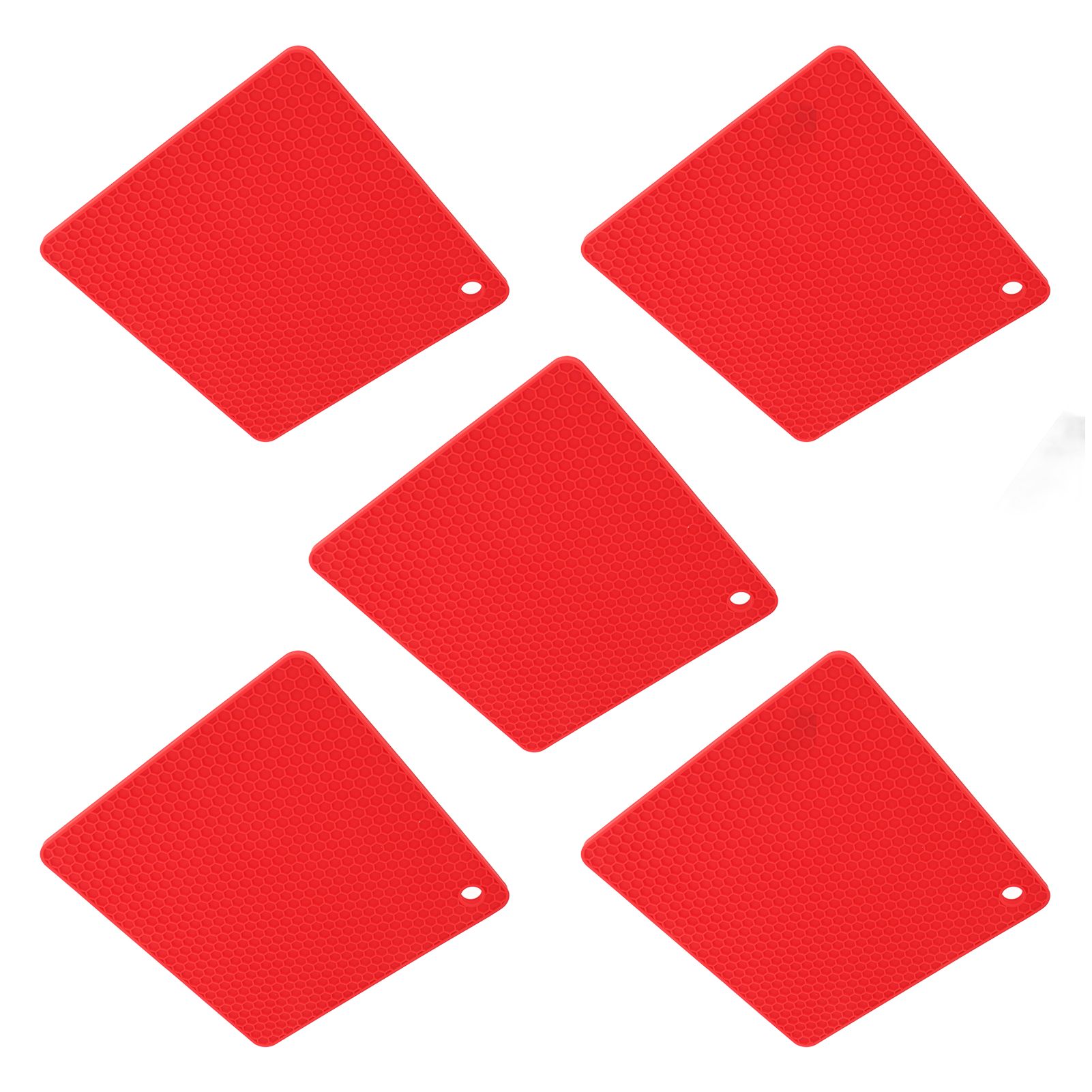 5pcs Silicone Pot Holders Mat Heat Resistant Anti Slip Square Honeycomb Trivet view 6