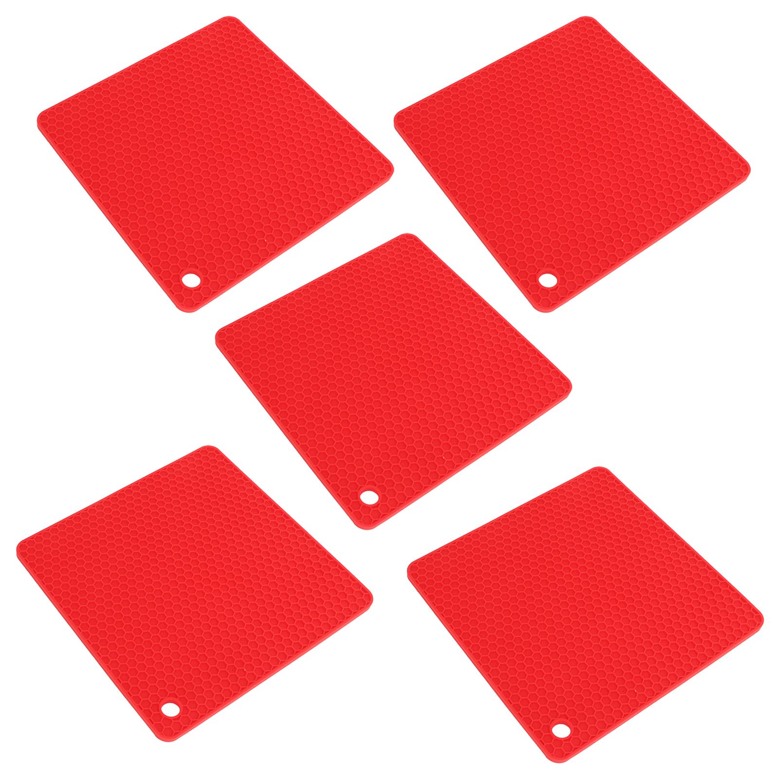 5pcs Silicone Pot Holders Mat Heat Resistant Anti Slip Square Honeycomb Trivet view 7