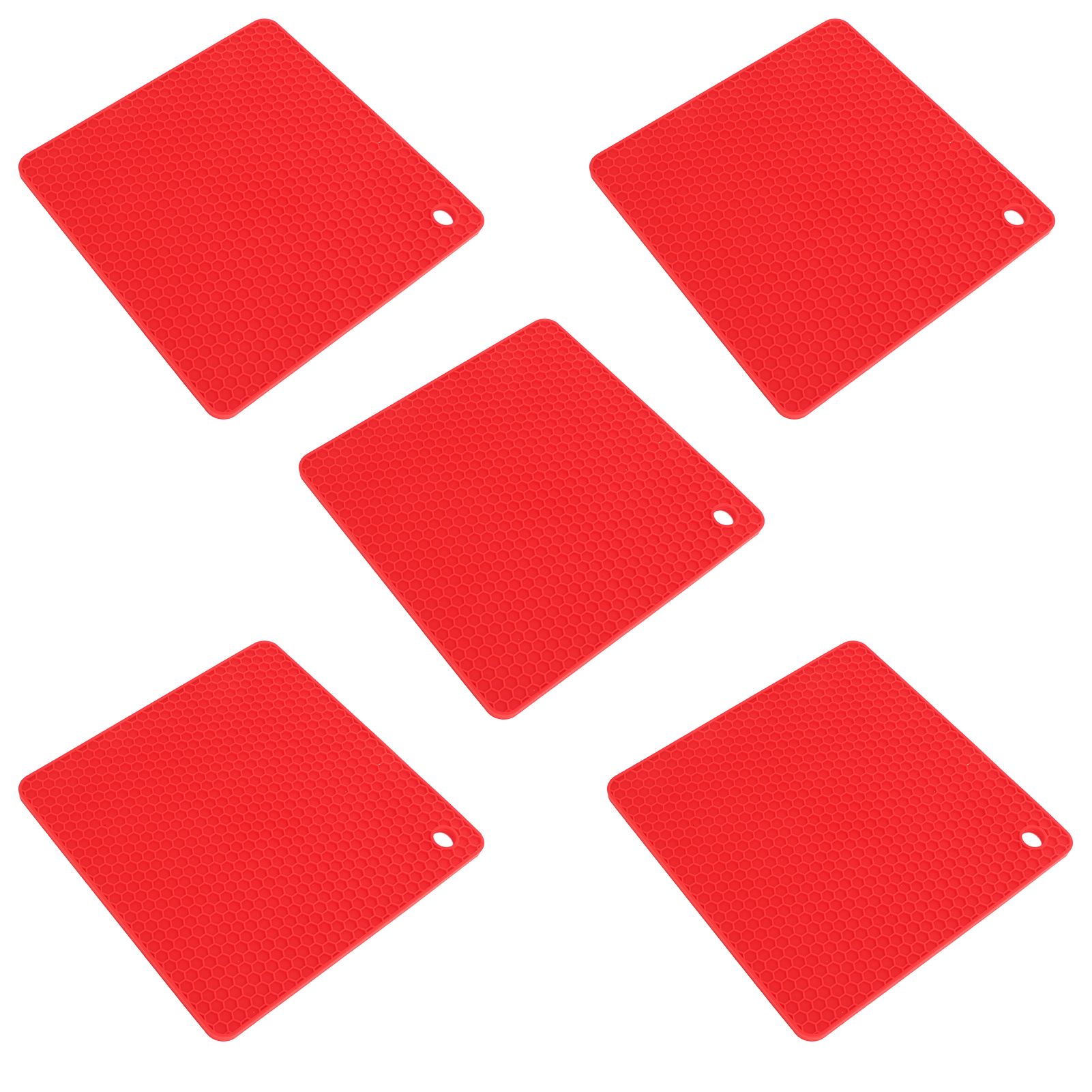 5pcs Silicone Pot Holders Mat Heat Resistant Anti Slip Square Honeycomb Trivet view 10