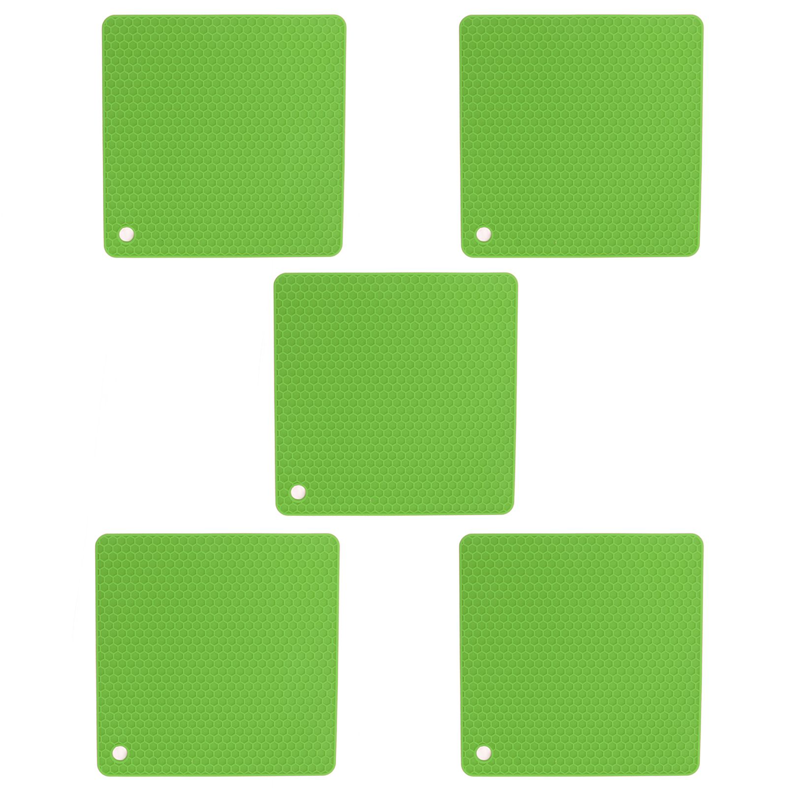 5pcs Silicone Pot Holders Mat Heat Resistant Anti Slip Square Honeycomb Trivet