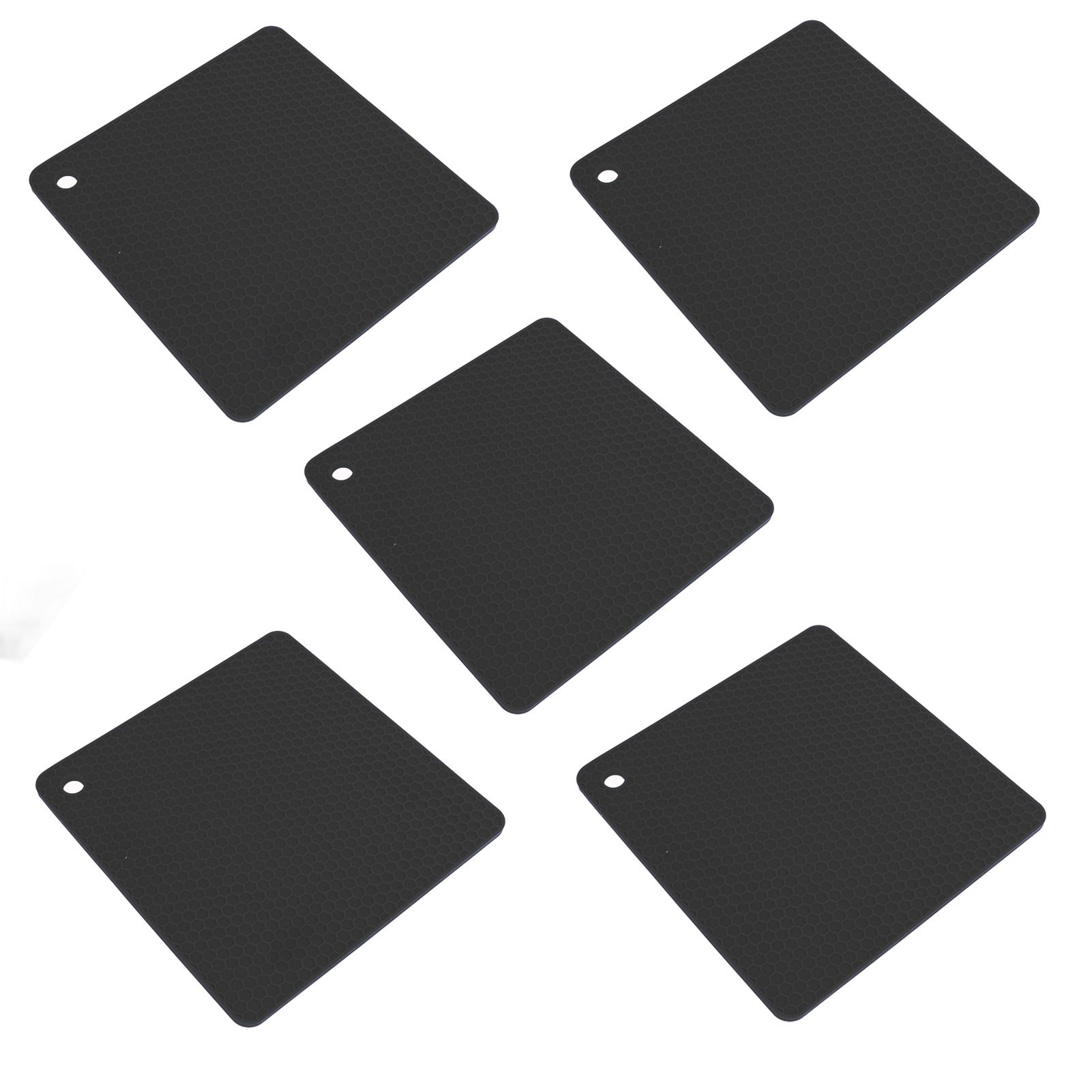 5pcs Silicone Pot Holders Mat Heat Resistant Anti Slip Square Honeycomb Trivet view 4