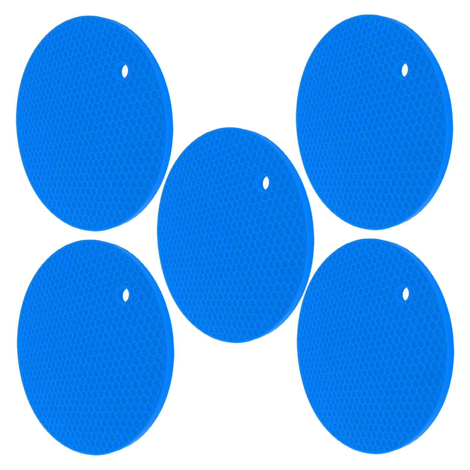 5PCS Silicone Trivet Mats Round Multipurpose Heat Resistant Non Slip Pads Pot view 3