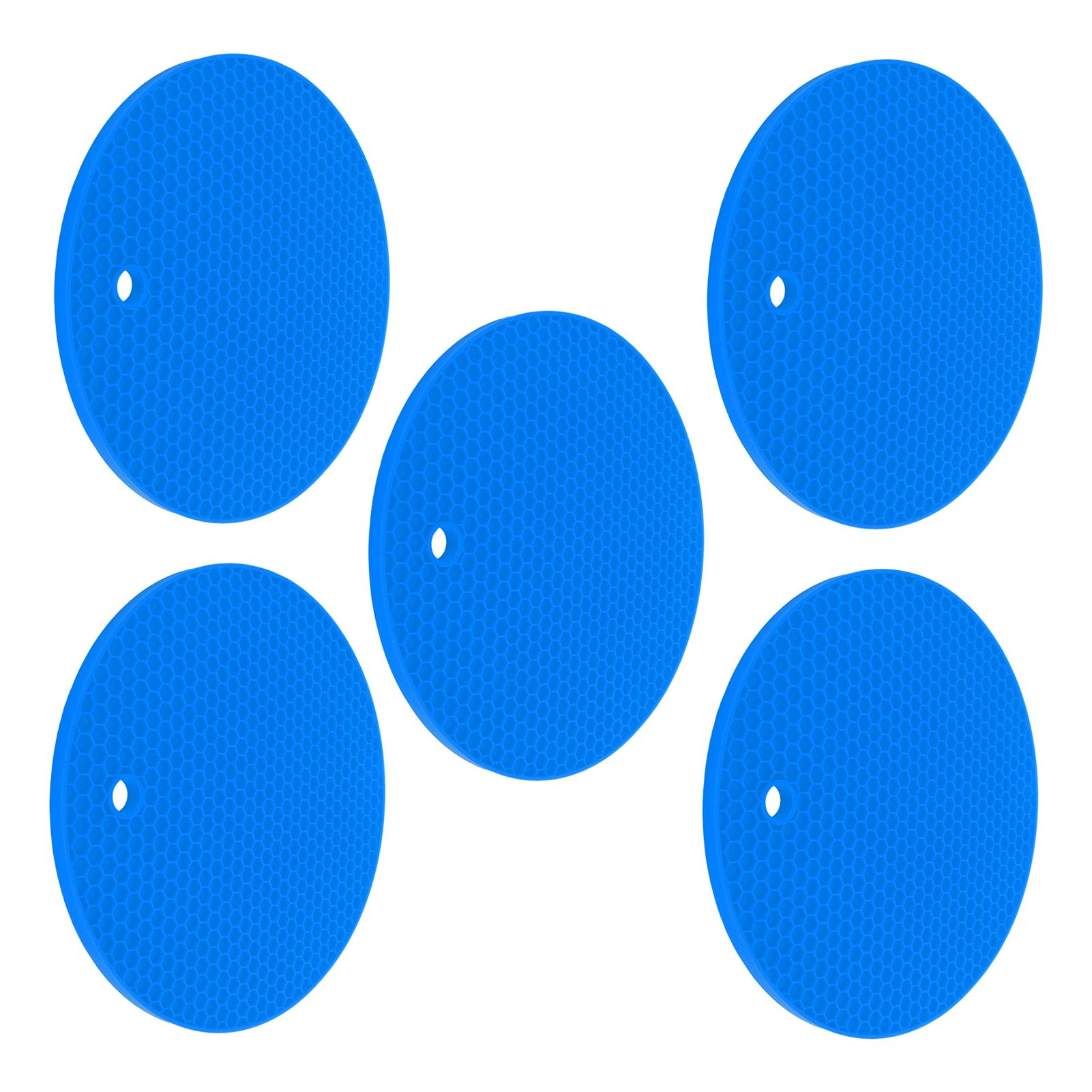 5PCS Silicone Trivet Mats Round Multipurpose Heat Resistant Non Slip Pads Pot view 7