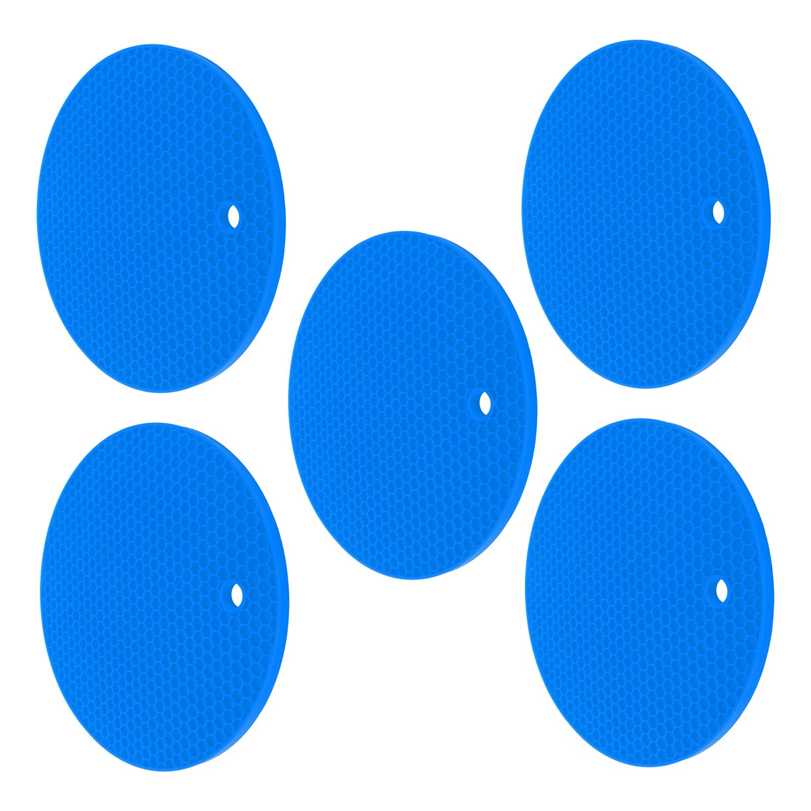 5PCS Silicone Trivet Mats Round Multipurpose Heat Resistant Non Slip Pads Pot view 8