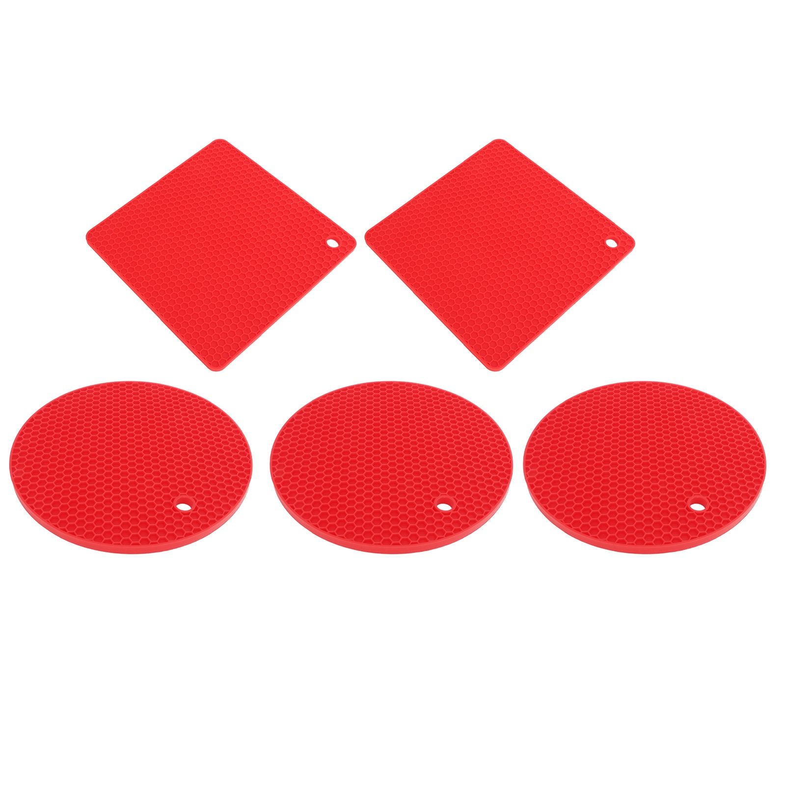 5Pcs Silicone Trivet Mat Square Round Honeycomb Hot Pad Non Slip Heat view 3