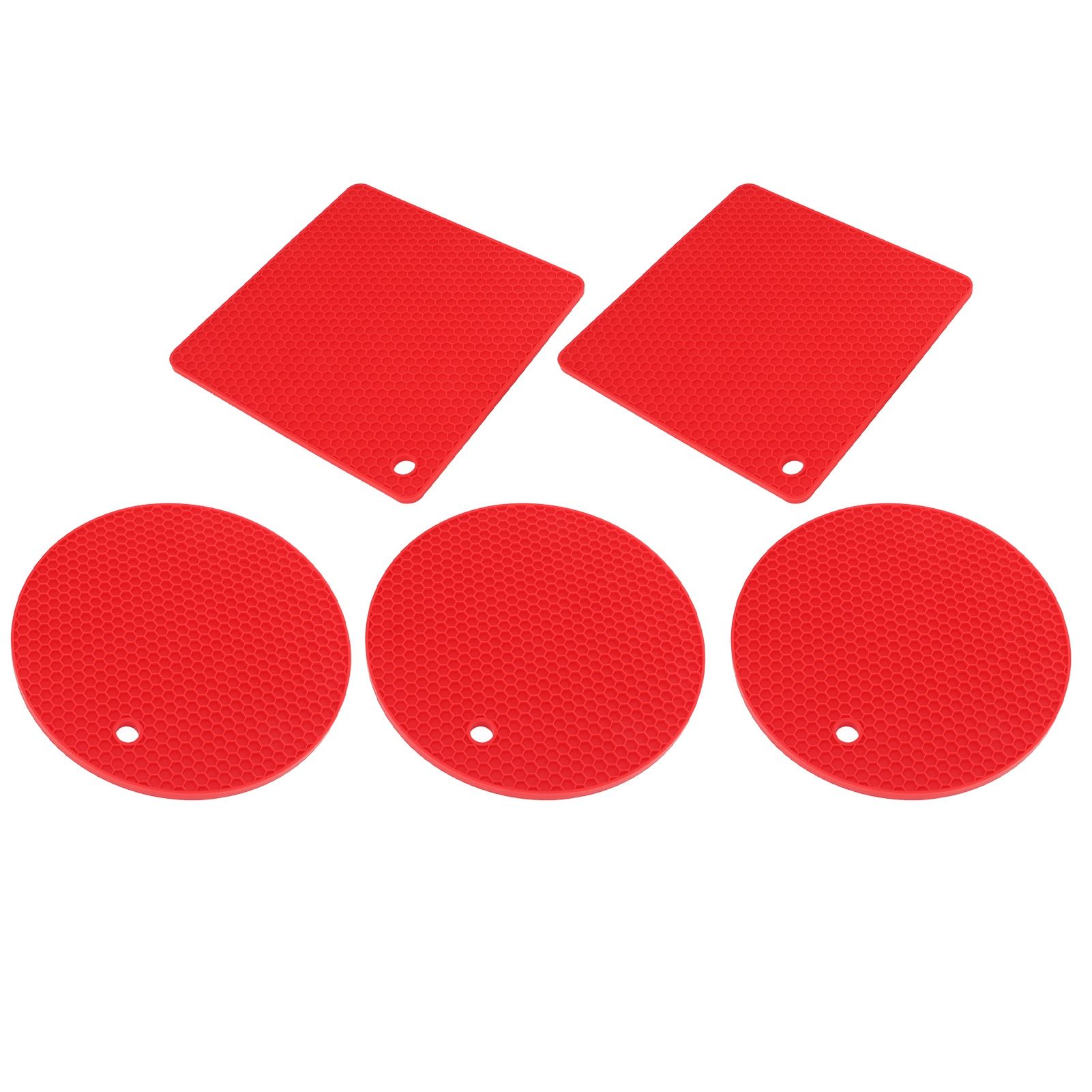 5Pcs Silicone Trivet Mat Square Round Honeycomb Hot Pad Non Slip Heat view 6