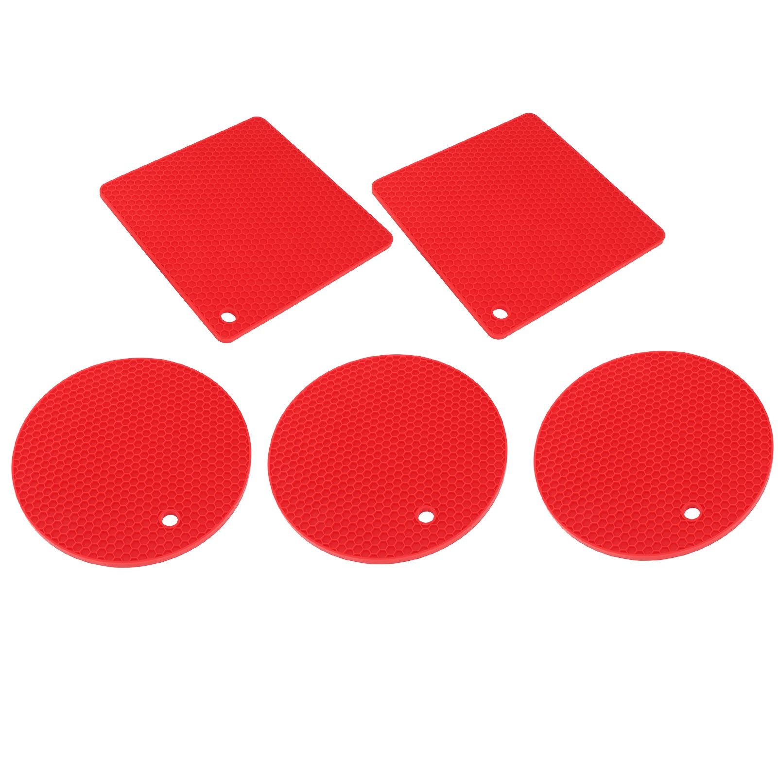 5Pcs Silicone Trivet Mat Square Round Honeycomb Hot Pad Non Slip Heat view 7