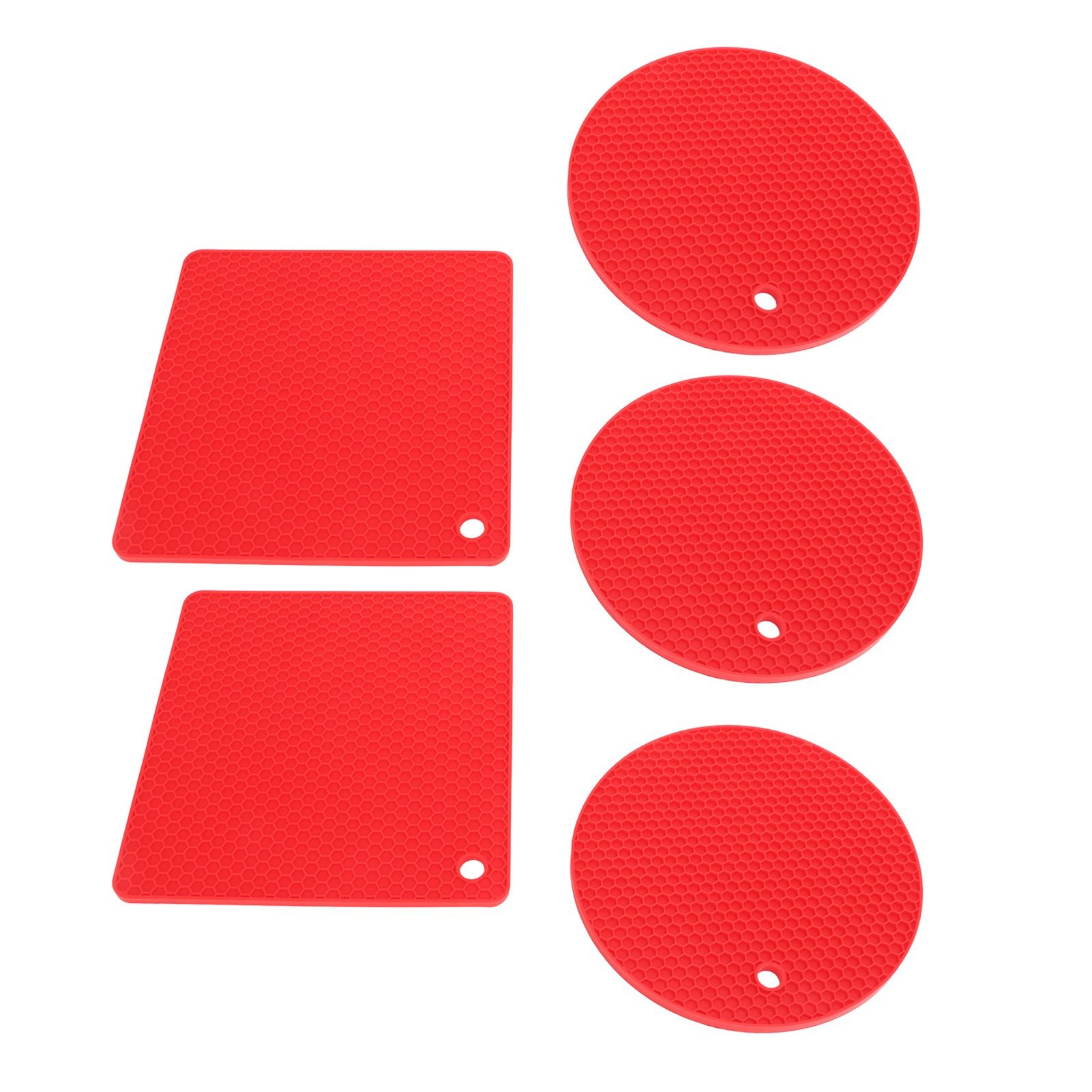 5Pcs Silicone Trivet Mat Square Round Honeycomb Hot Pad Non Slip Heat view 8