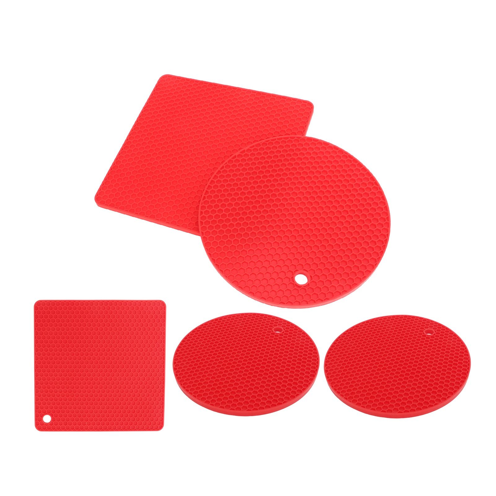 5Pcs Silicone Trivet Mat Square Round Honeycomb Hot Pad Non Slip Heat view 10