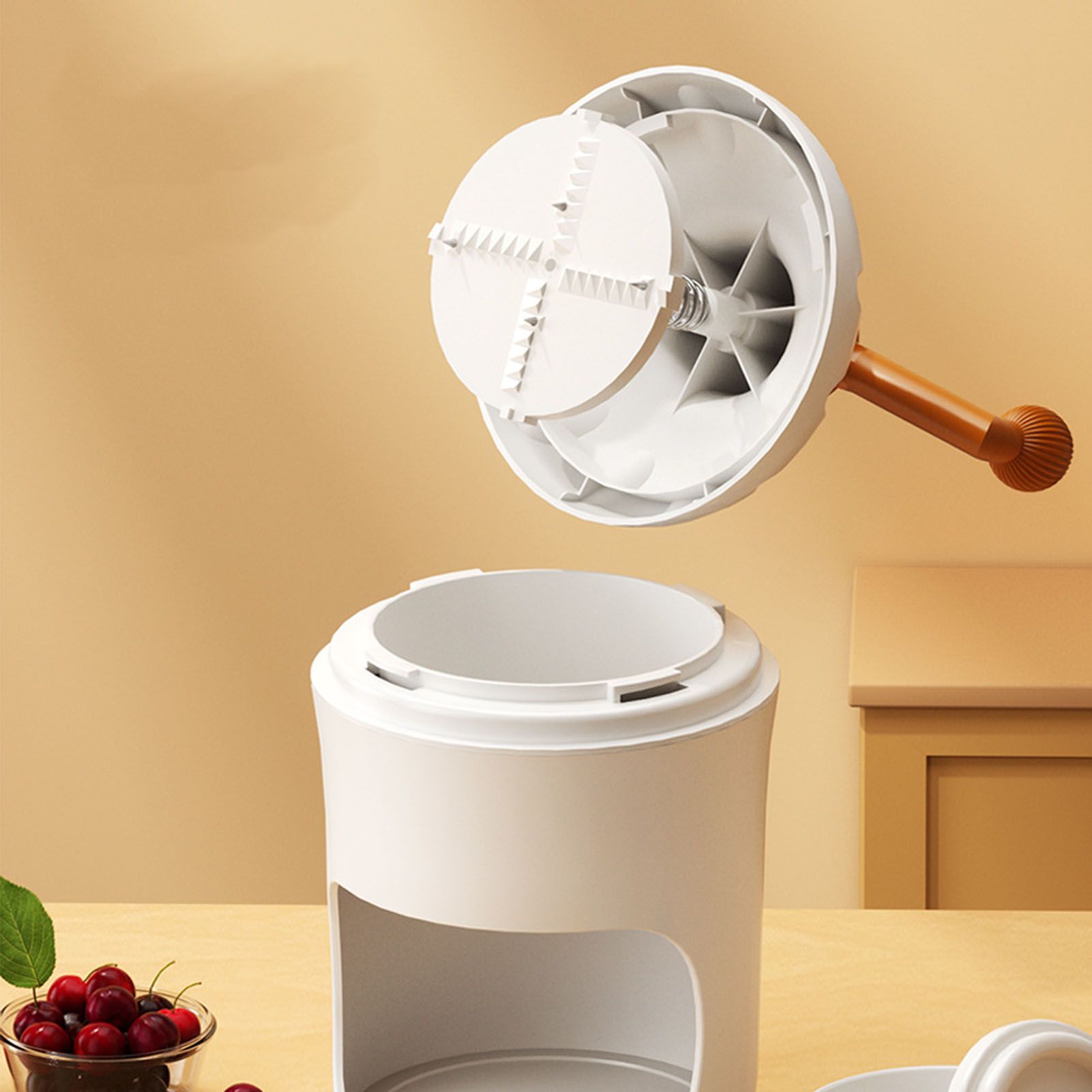 Hand Crank Shaved Ice Machine Stainless Steel Blades Safe Portable Ice Crusher view 10