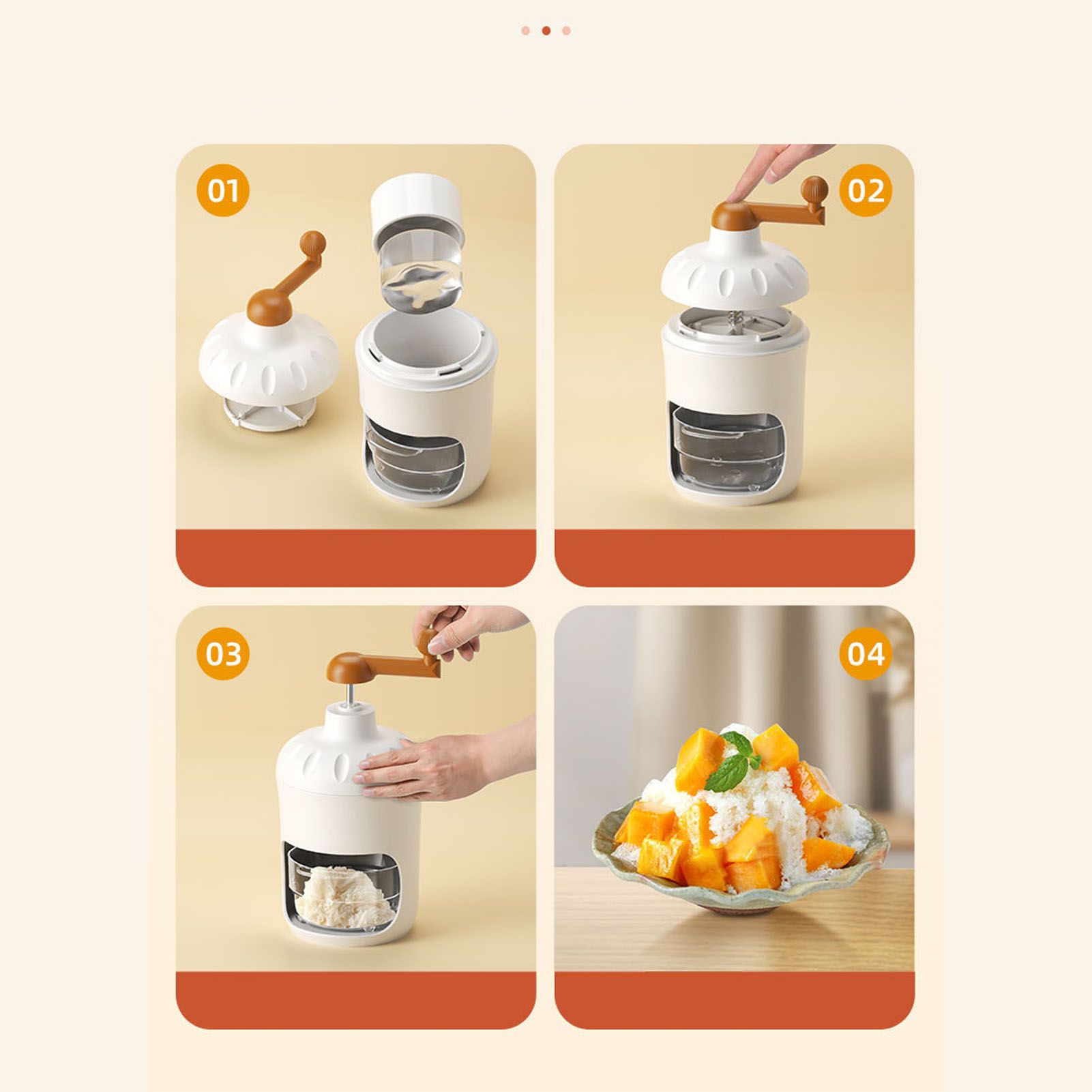 Hand Crank Shaved Ice Machine Stainless Steel Blades Safe Portable Ice Crusher view 14
