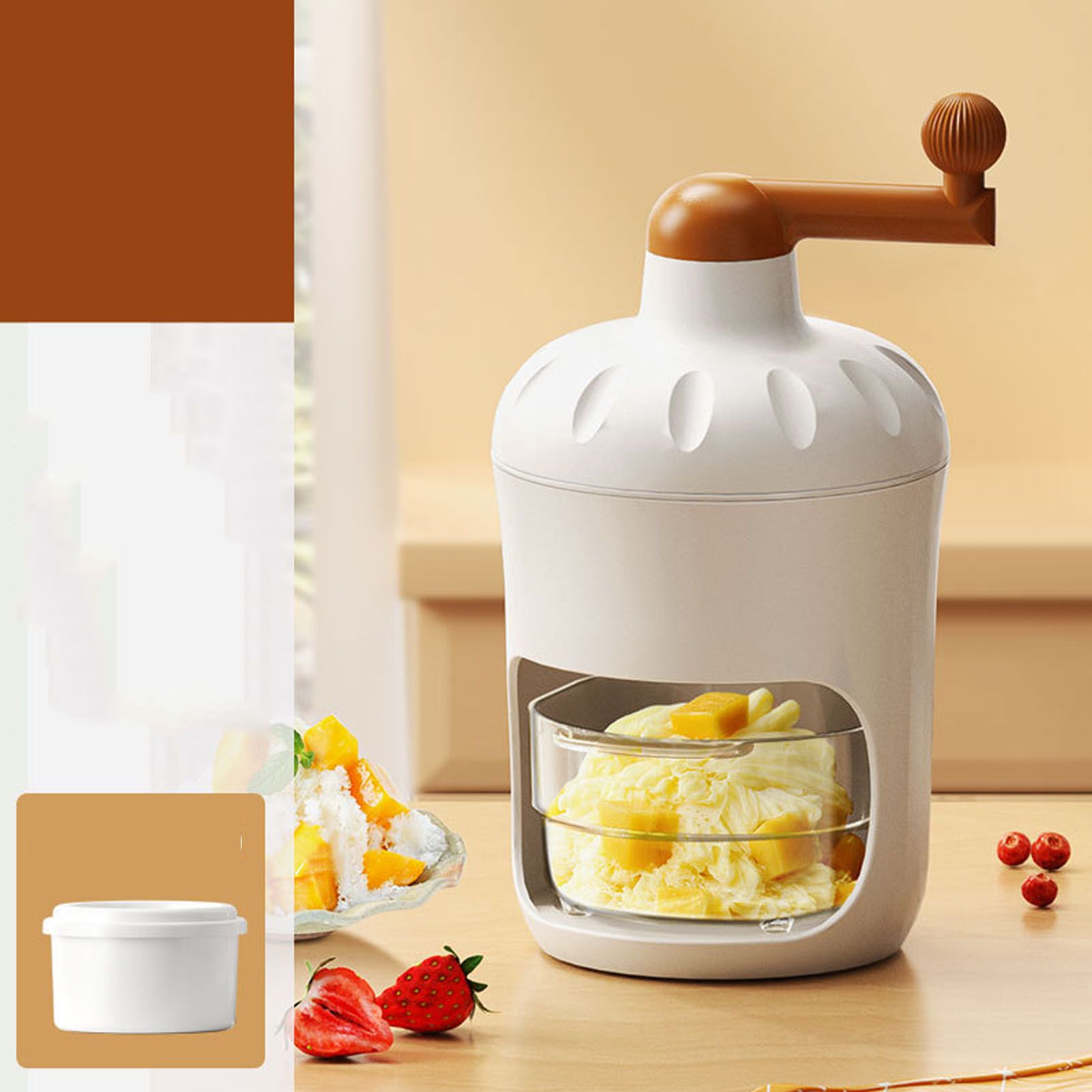 Hand Crank Shaved Ice Machine Stainless Steel Blades Safe Portable Ice Crusher view 15