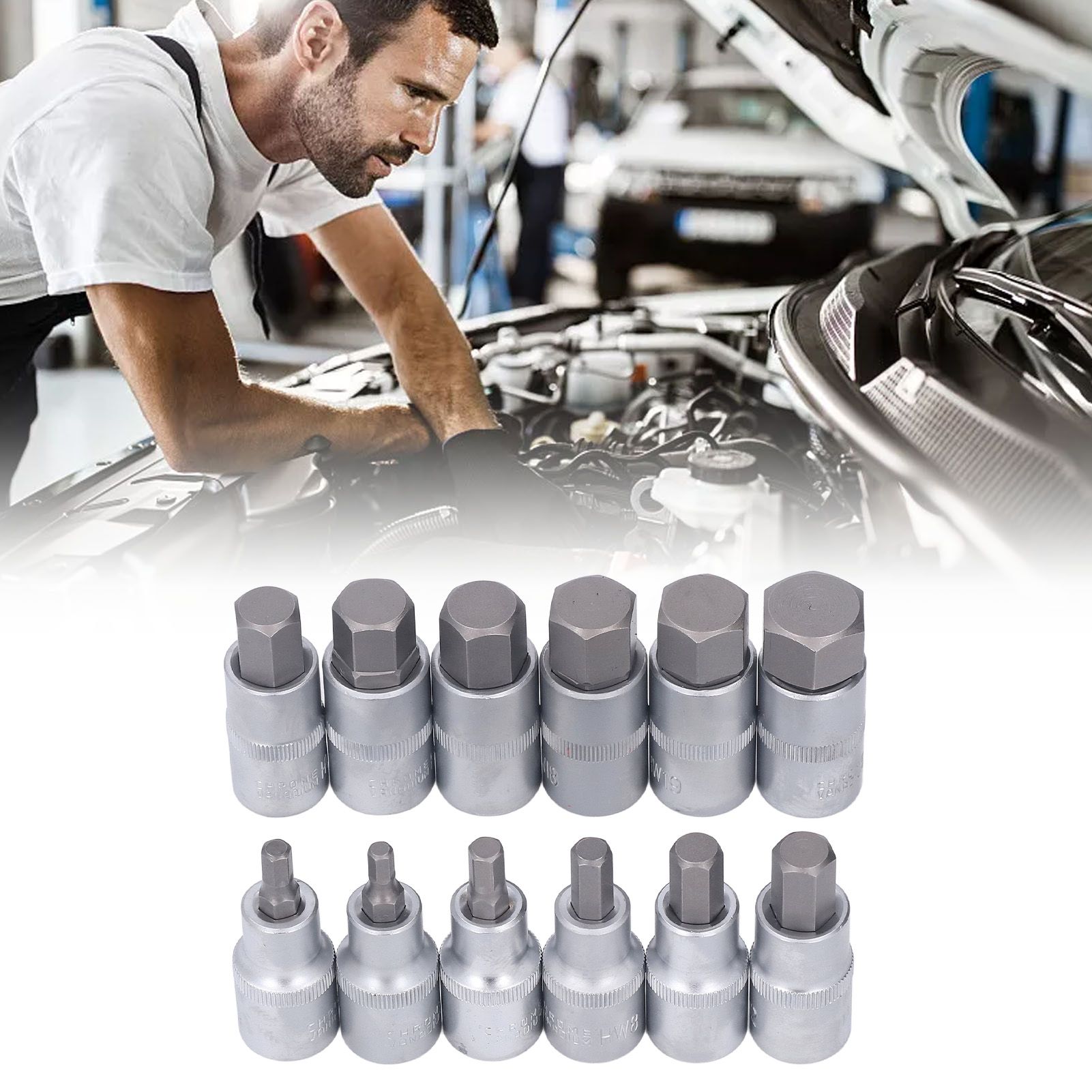 12PCS Drive Socket Set Steel High Hardness Wear Resistant 1/2in Drive Master view 11