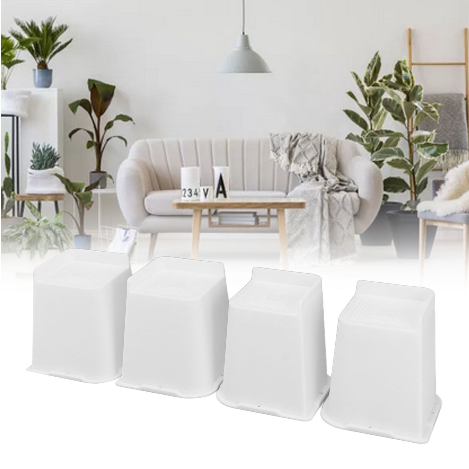 4 Pcs Furniture Risers 6 Inch Raise Trapezoid L Shape Top Anti Slip Bed Sofa view 11