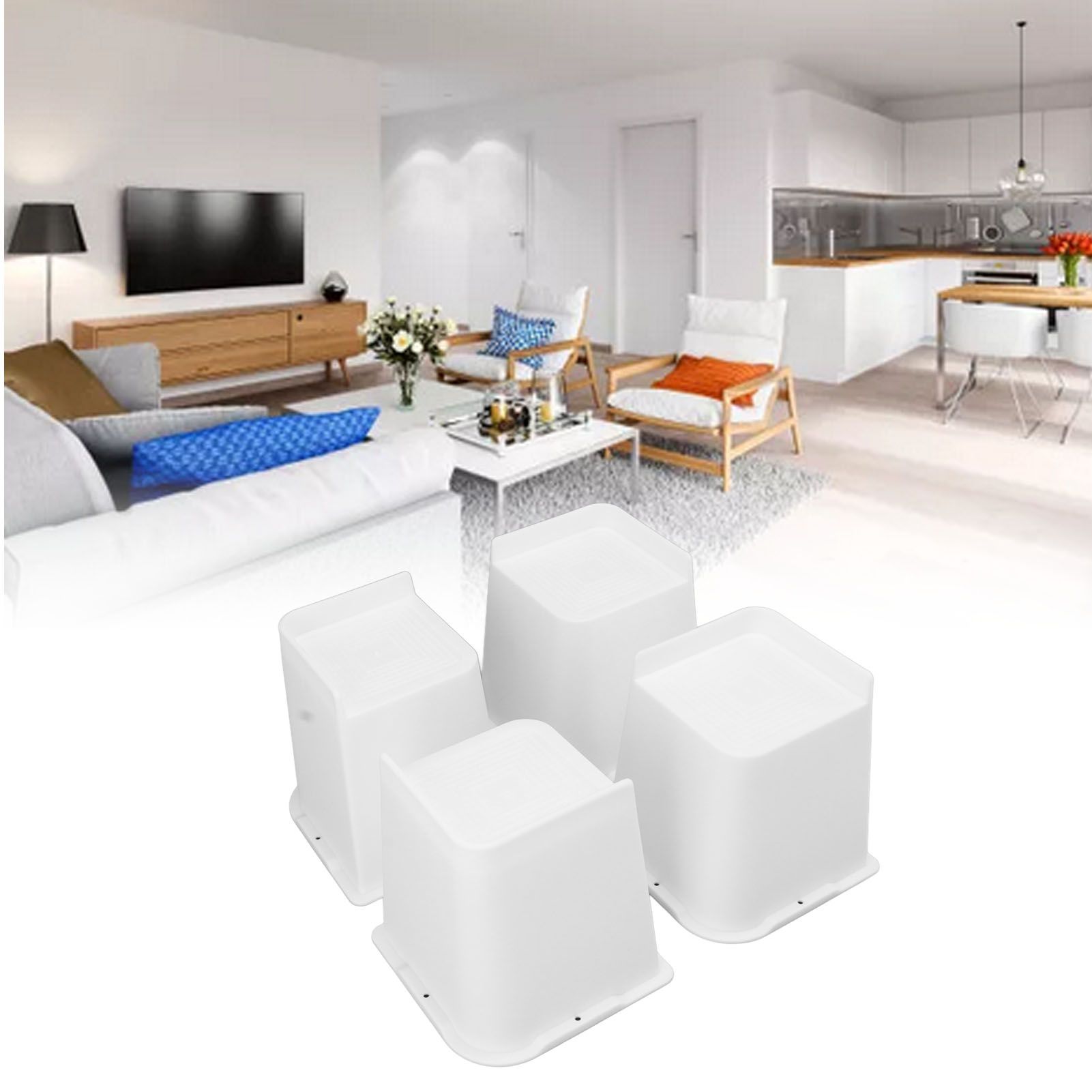 4 Pcs Furniture Risers 6 Inch Raise Trapezoid L Shape Top Anti Slip Bed Sofa view 12