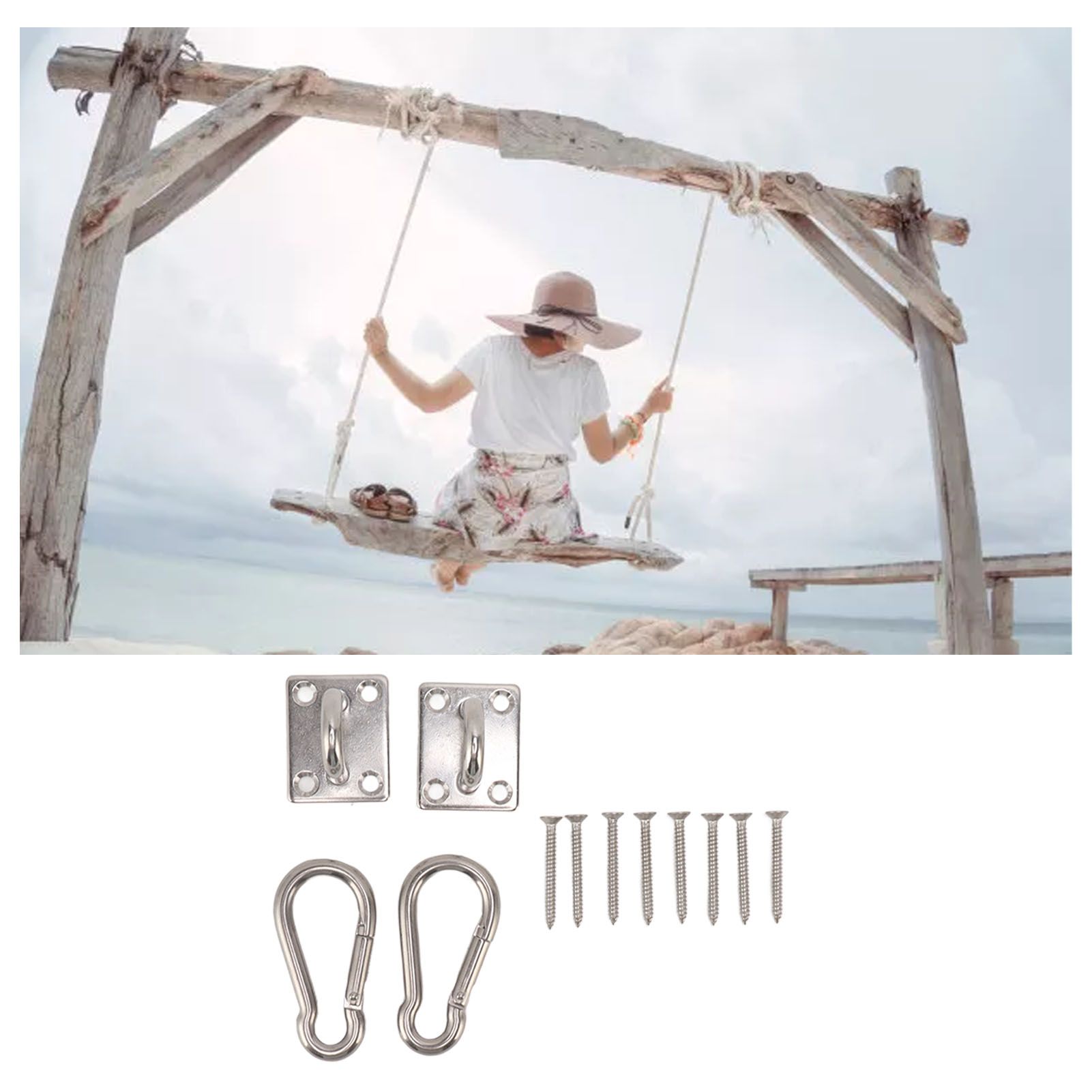 200kg Outdoor Swing Hook Set with Square Door Buckle Spring Hook 304 Stainless view 11