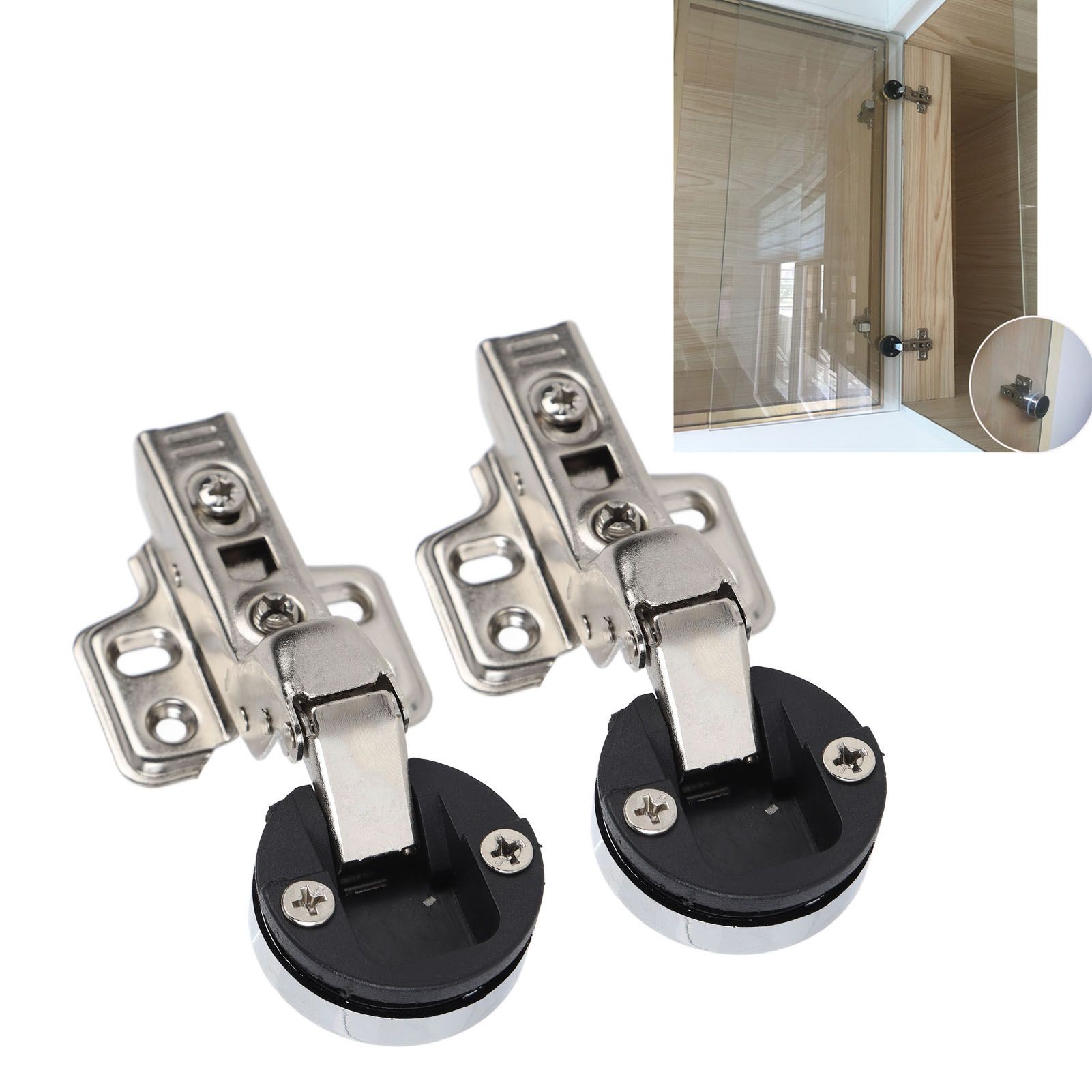 2Set Stainless Steel 201 Cabinet Glass Door Hinge 35 Cup Glass Door Damping view 11