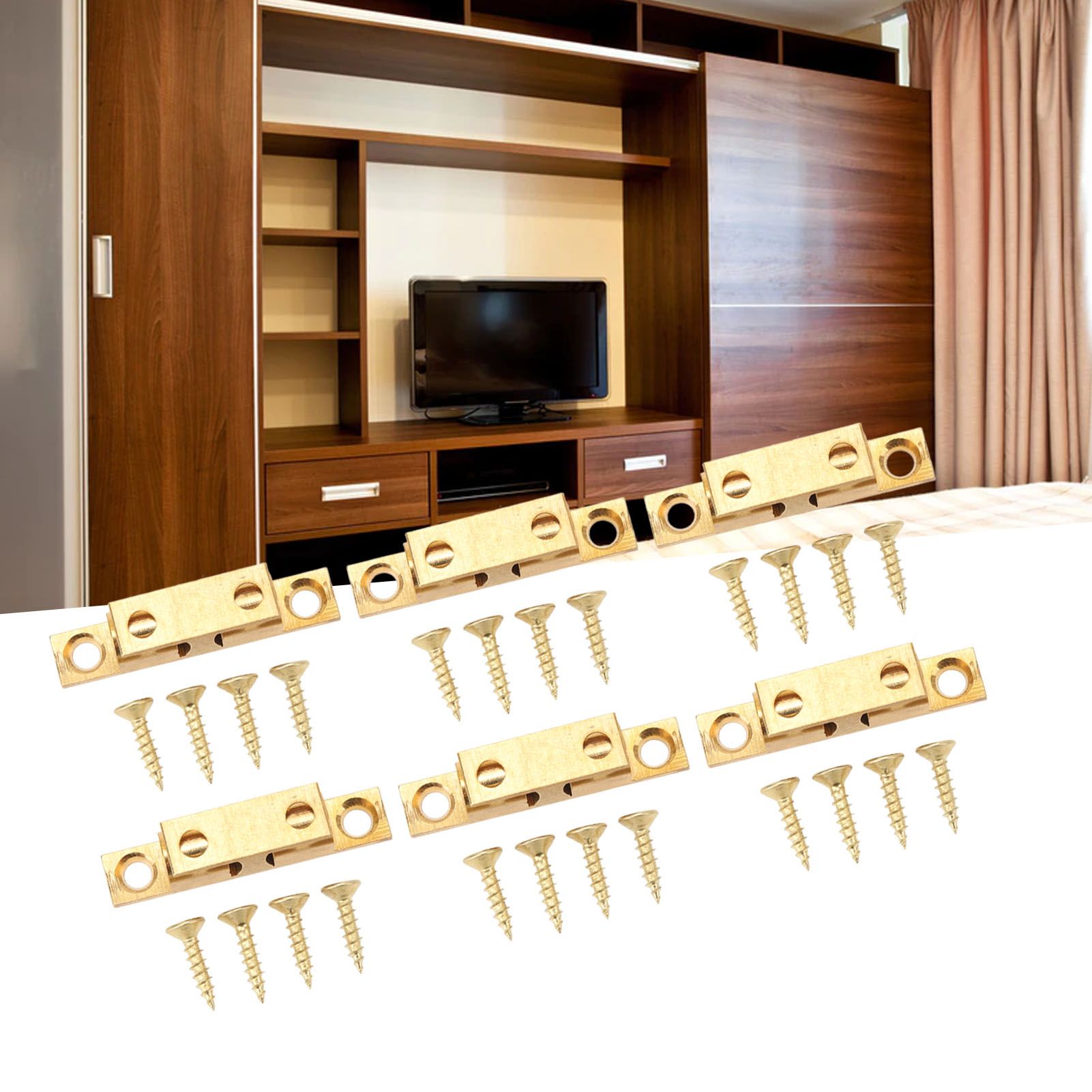 6 Set Cabinet Door Catch Brass Cabinet Door Closet Ball Tension Catch Latch view 12