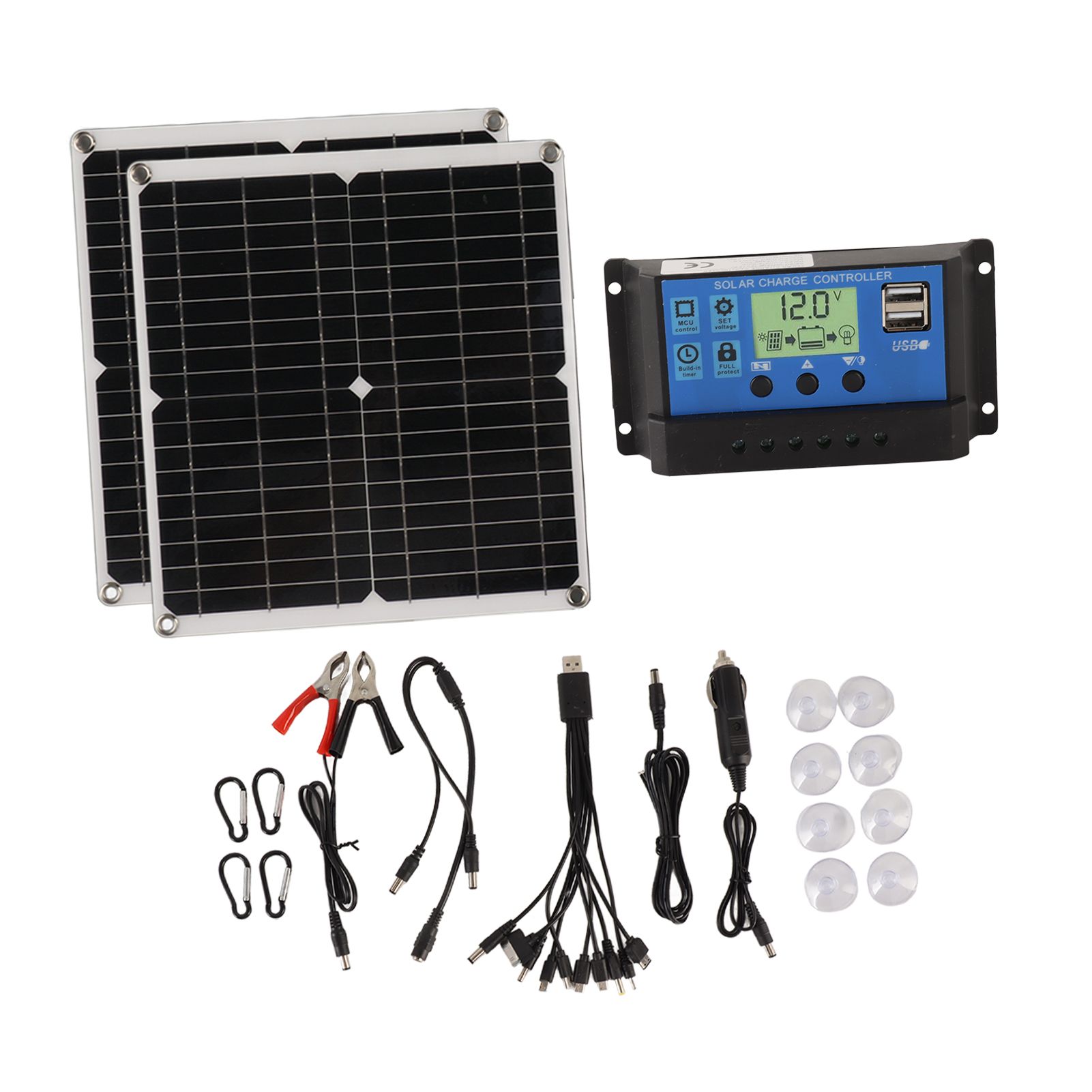 Solar Panel Kit 50W Solar Panel 60A Solar Charge Controller Set with 2 USB view 2