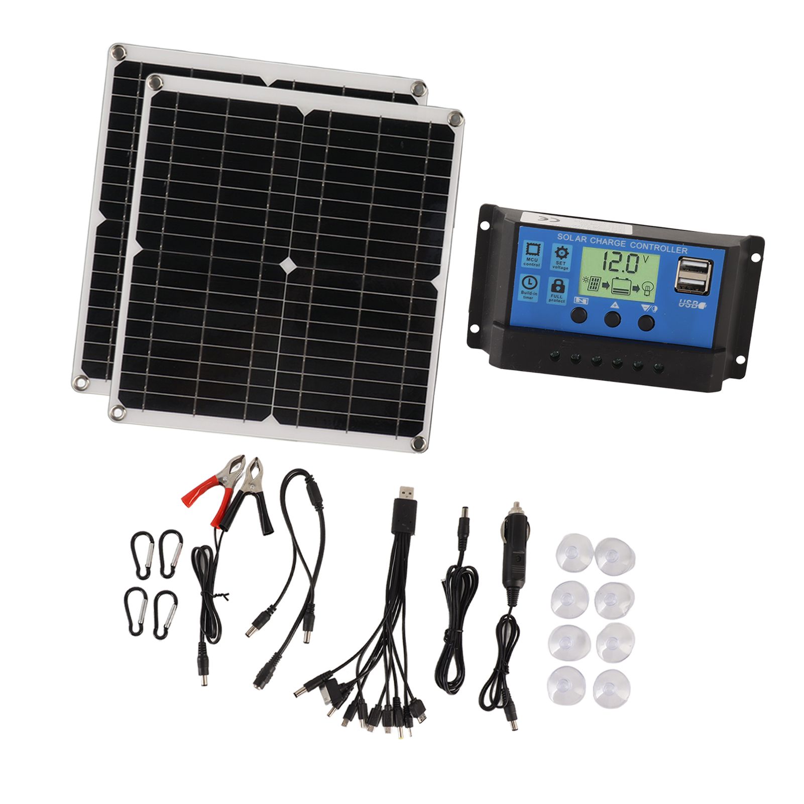Solar Panel Kit 50W Solar Panel 60A Solar Charge Controller Set with 2 USB view 3