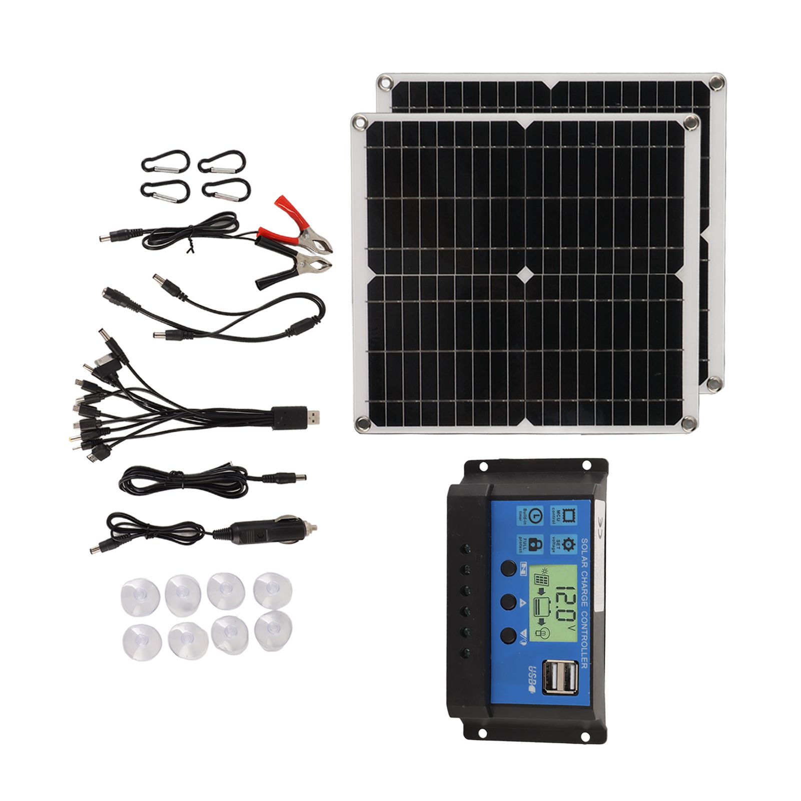 Solar Panel Kit 50W Solar Panel 60A Solar Charge Controller Set with 2 USB view 4