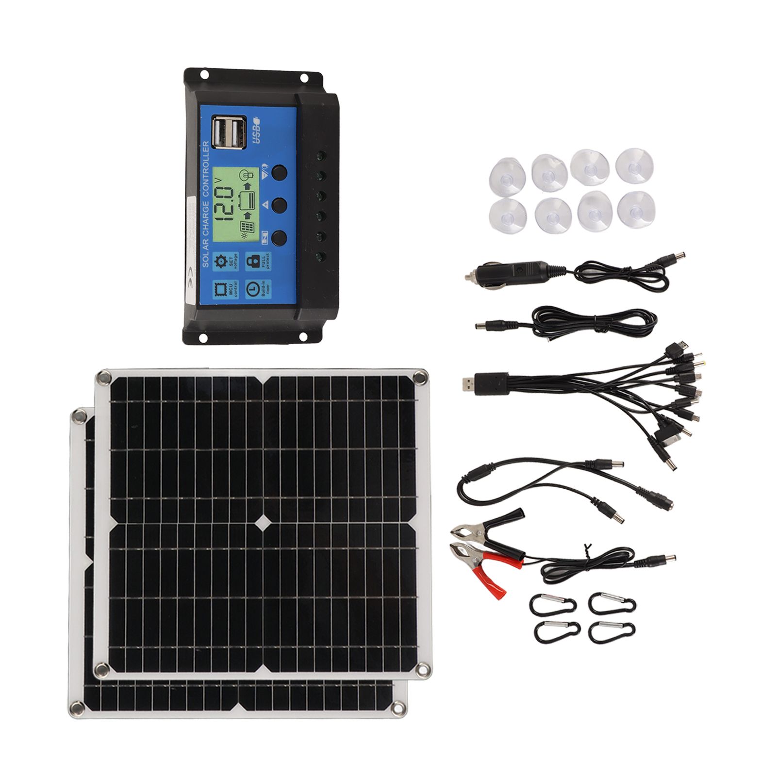 Solar Panel Kit 50W Solar Panel 60A Solar Charge Controller Set with 2 USB view 5