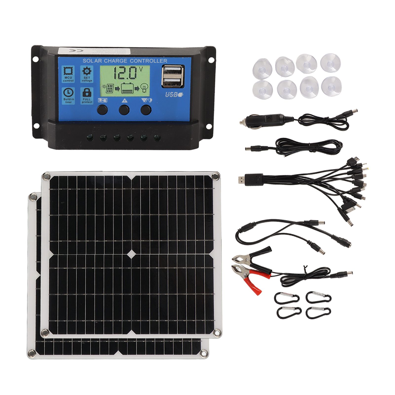 Solar Panel Kit 50W Solar Panel 60A Solar Charge Controller Set with 2 USB view 6