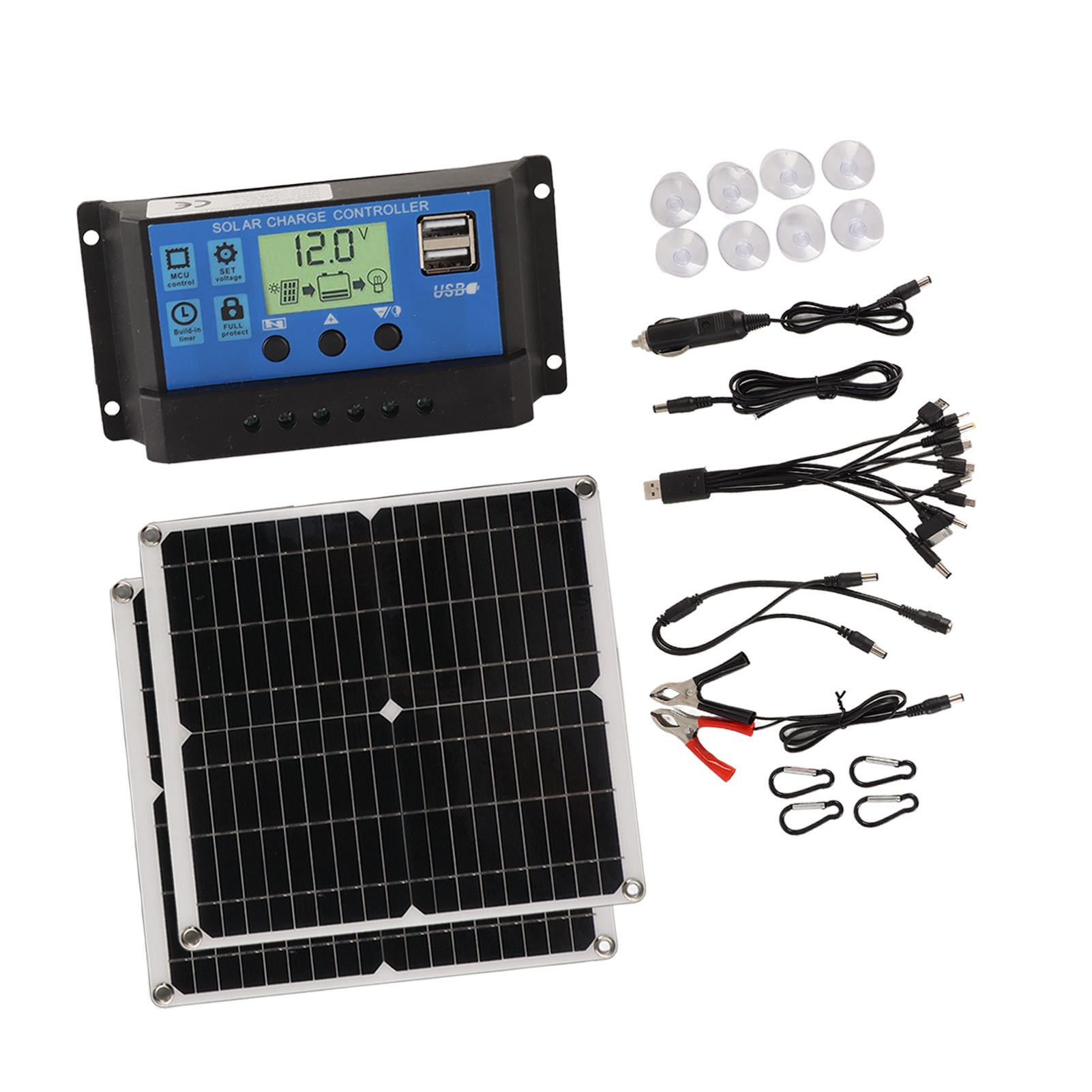 Solar Panel Kit 50W Solar Panel 60A Solar Charge Controller Set with 2 USB view 7