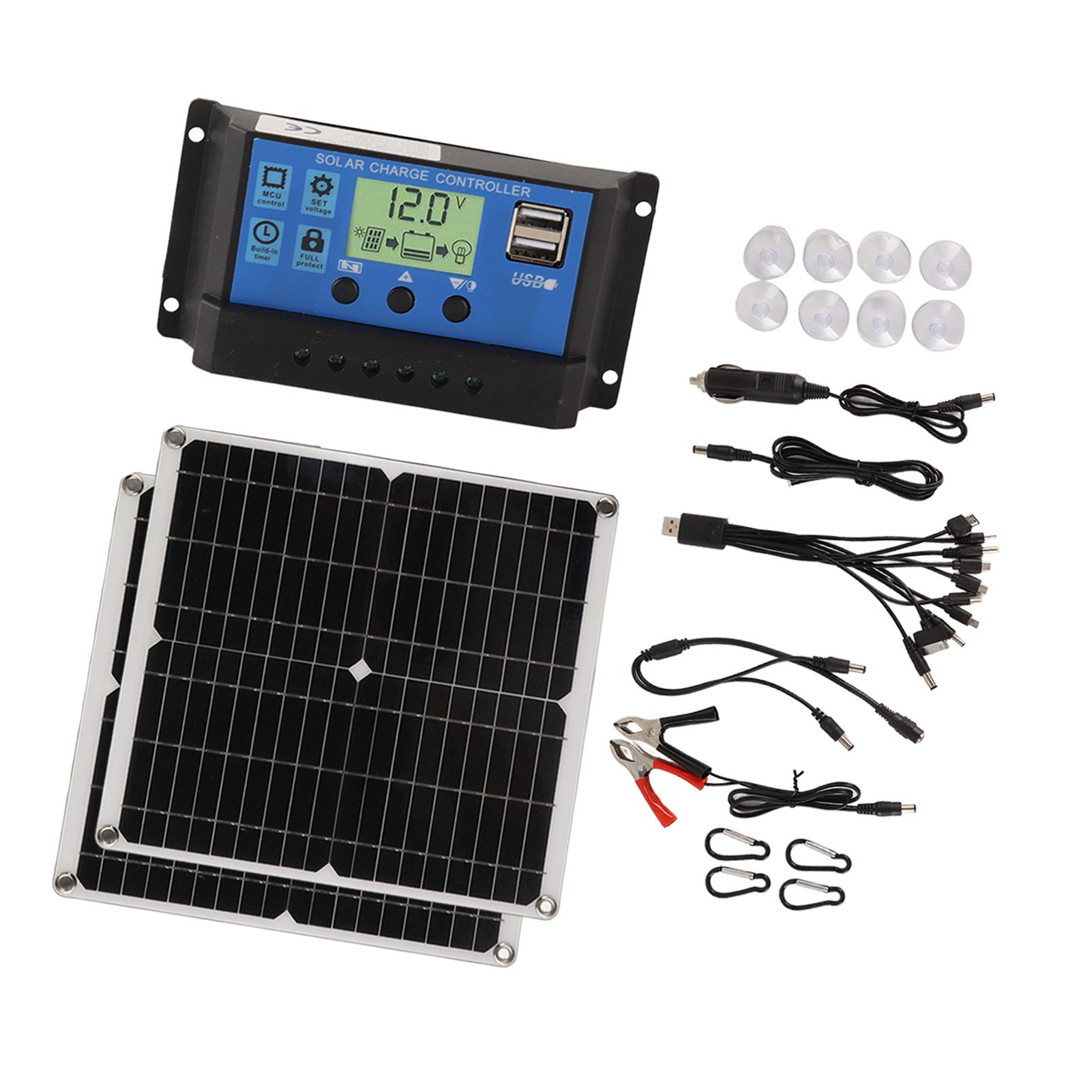 Solar Panel Kit 50W Solar Panel 60A Solar Charge Controller Set with 2 USB view 8